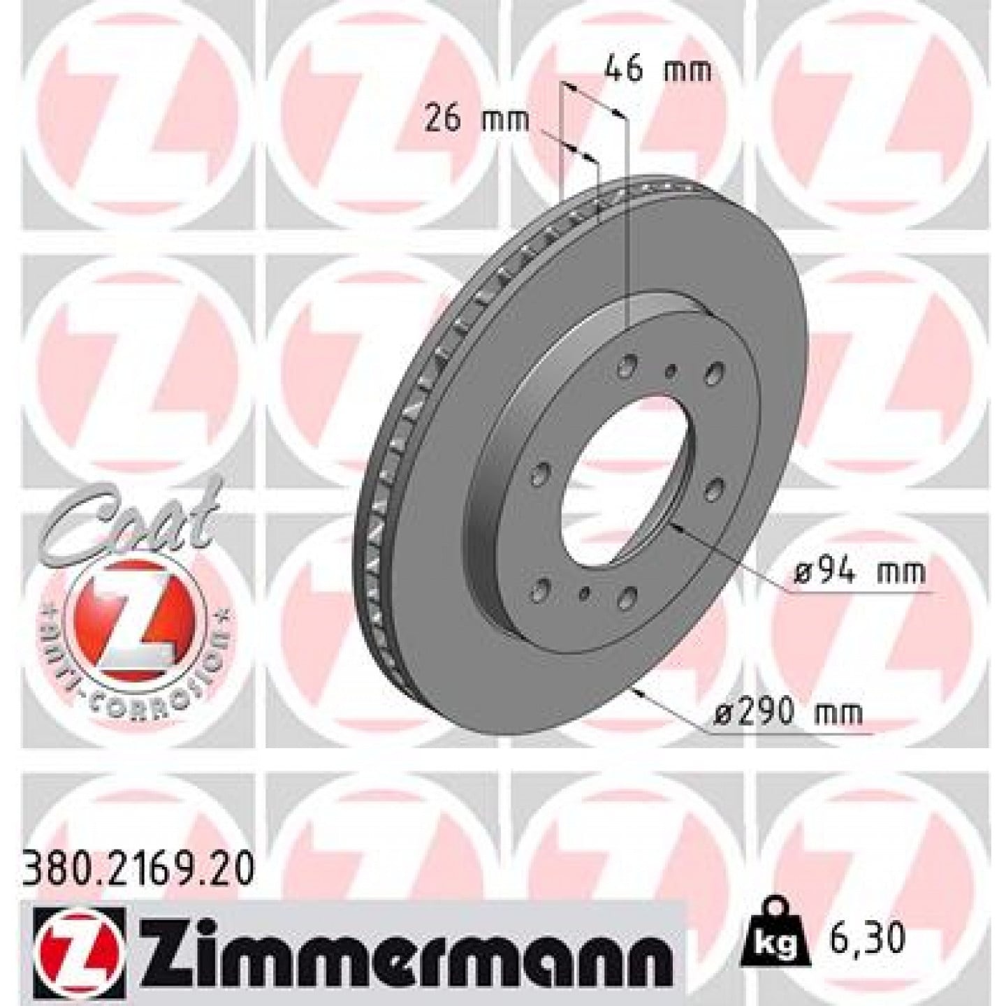 Brzdový kotouč ZIMMERMANN 380.2169.20