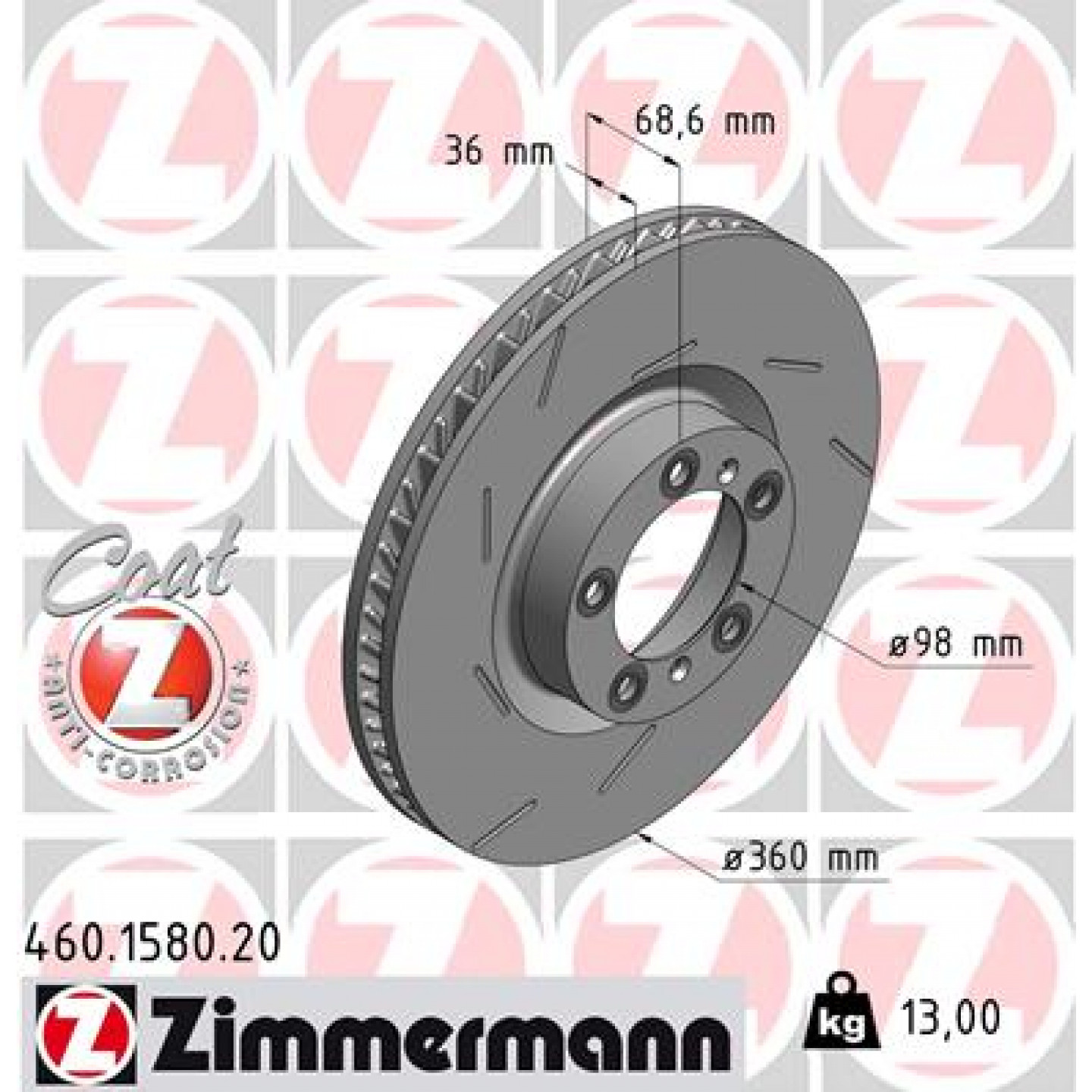 Bremsscheibe ZIMMERMANN 460.1580.20