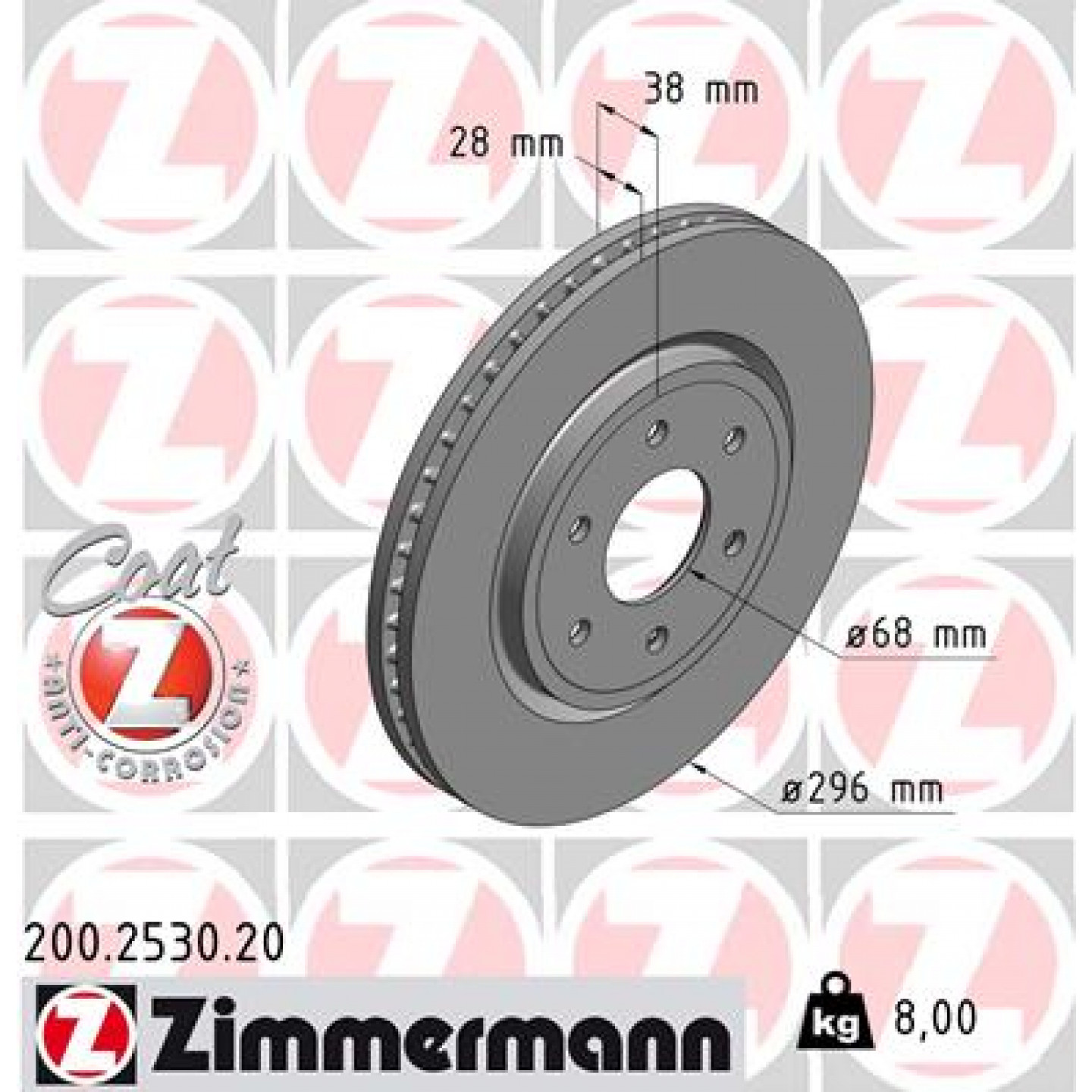 Bremseskive ZIMMERMANN 200.2530.20