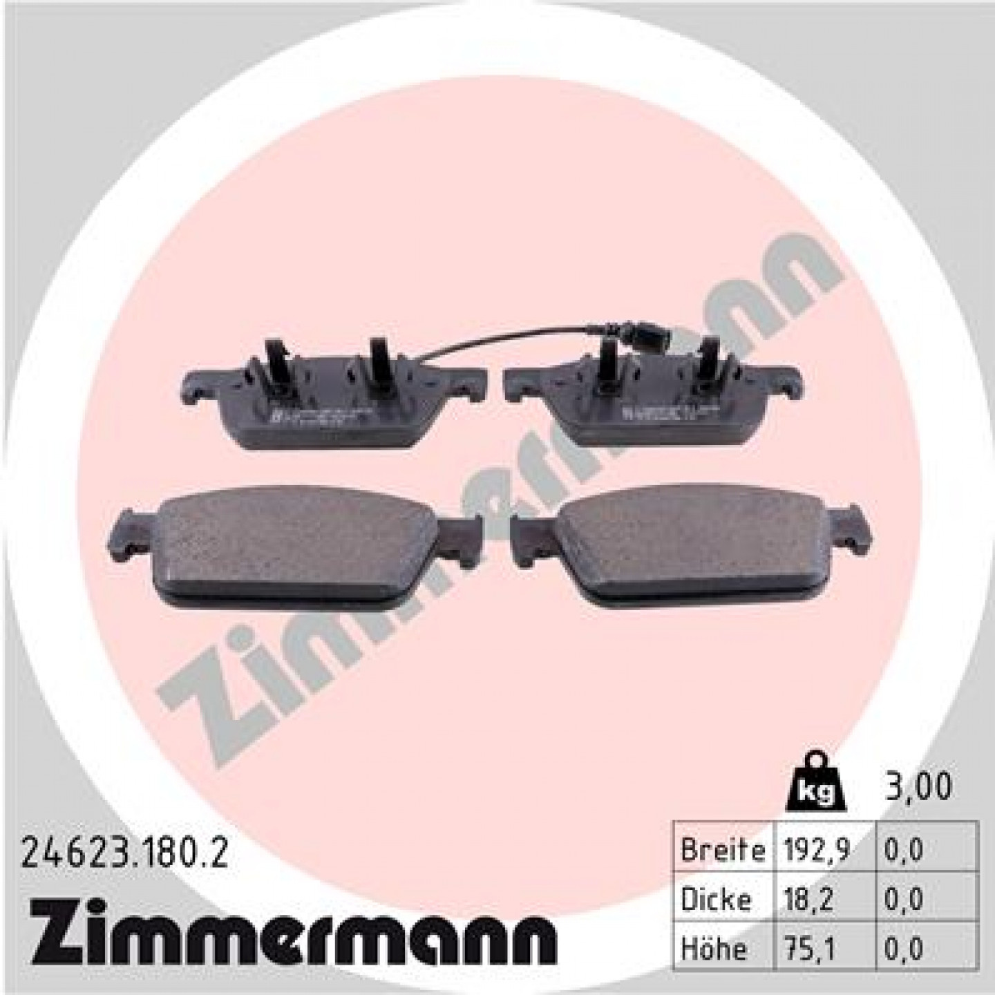 Sada brzdových destiček, kotoučová brzda ZIMMERMANN 24623.180.2