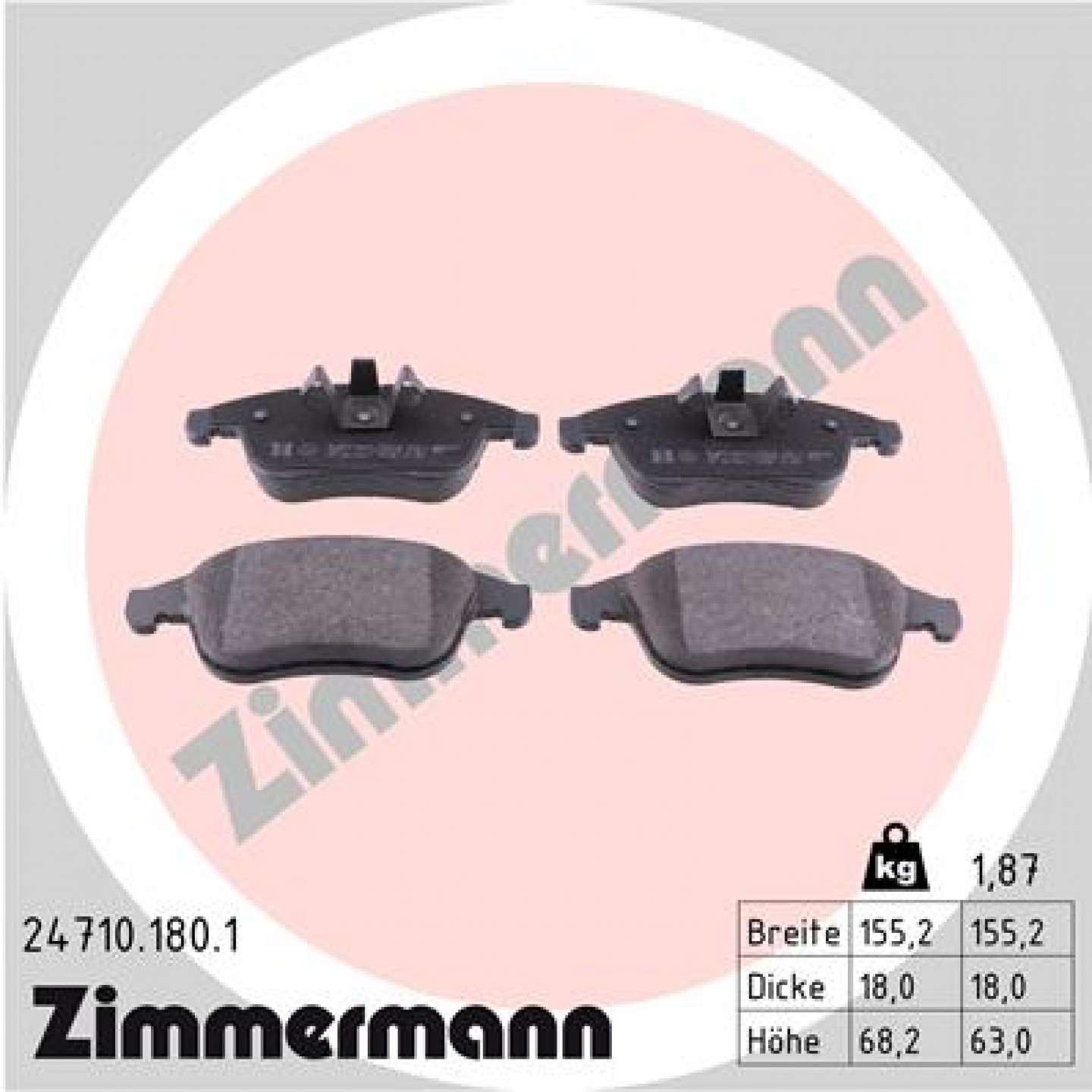 Bremseklodser ZIMMERMANN 24710.180.1