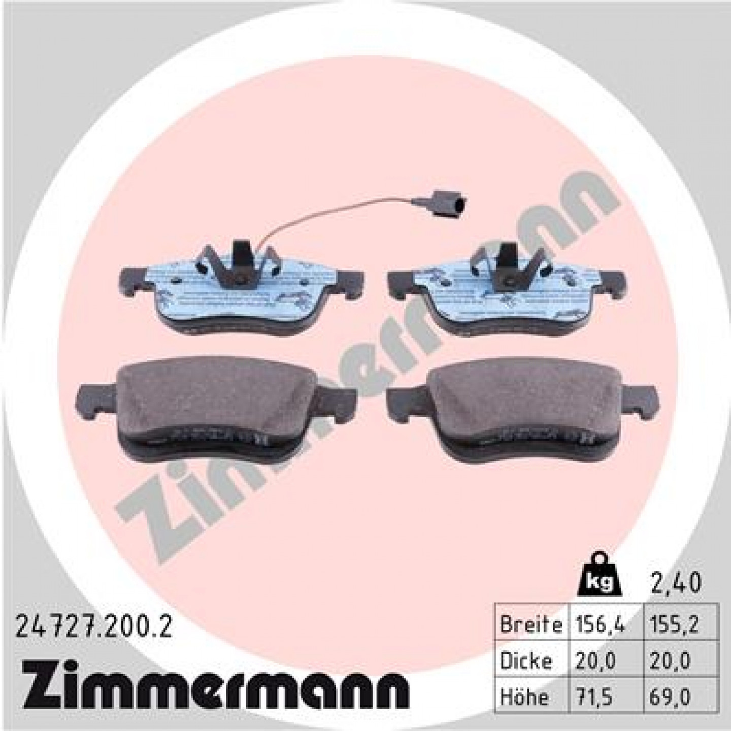 Sada brzdových destiček, kotoučová brzda ZIMMERMANN 24727.200.2