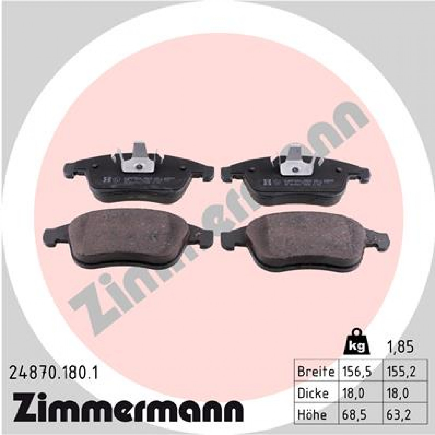 Kit de plaquettes de frein, frein à disque ZIMMERMANN 24870.180.1