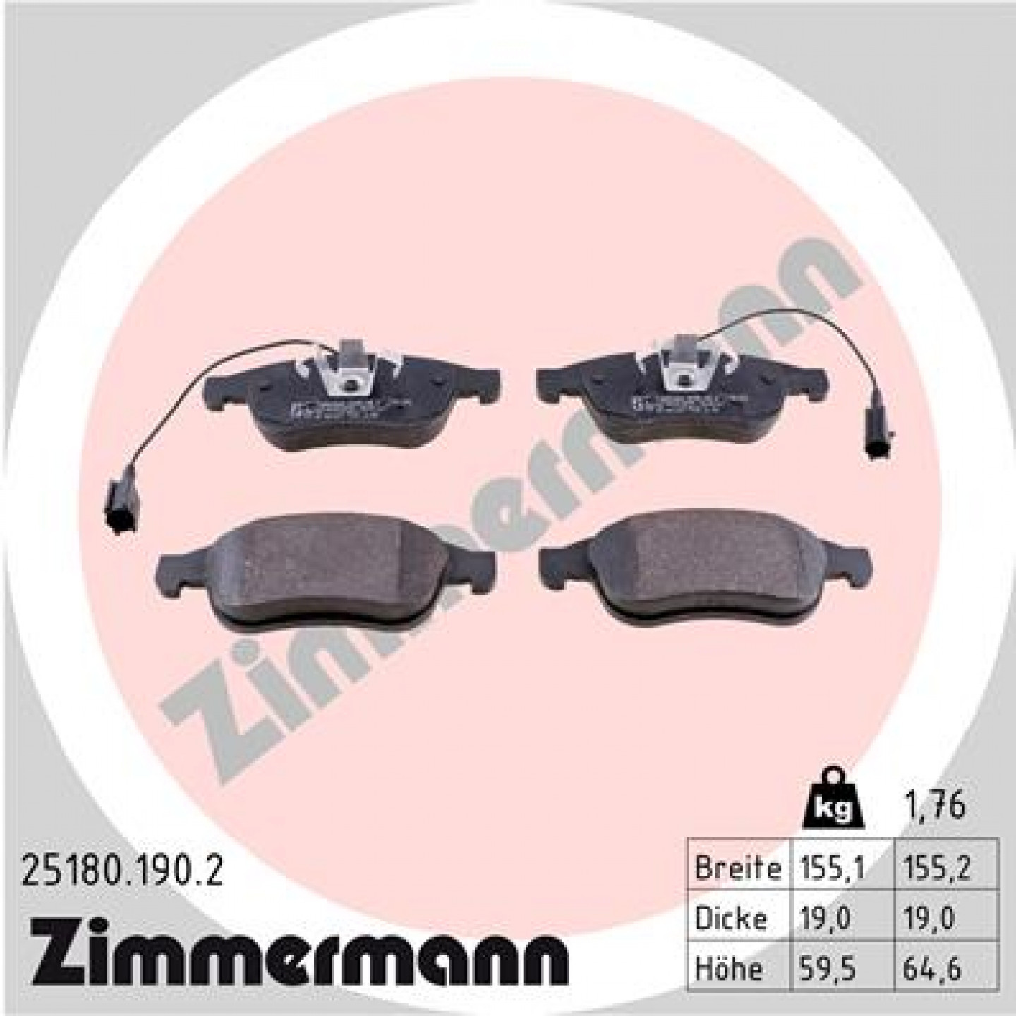 Bremseklodser ZIMMERMANN 25180.190.2