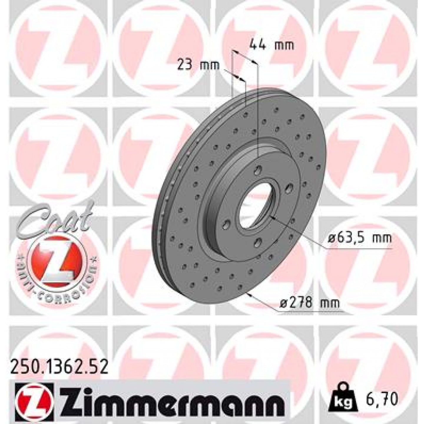 Bremsscheibe ZIMMERMANN 250.1362.52