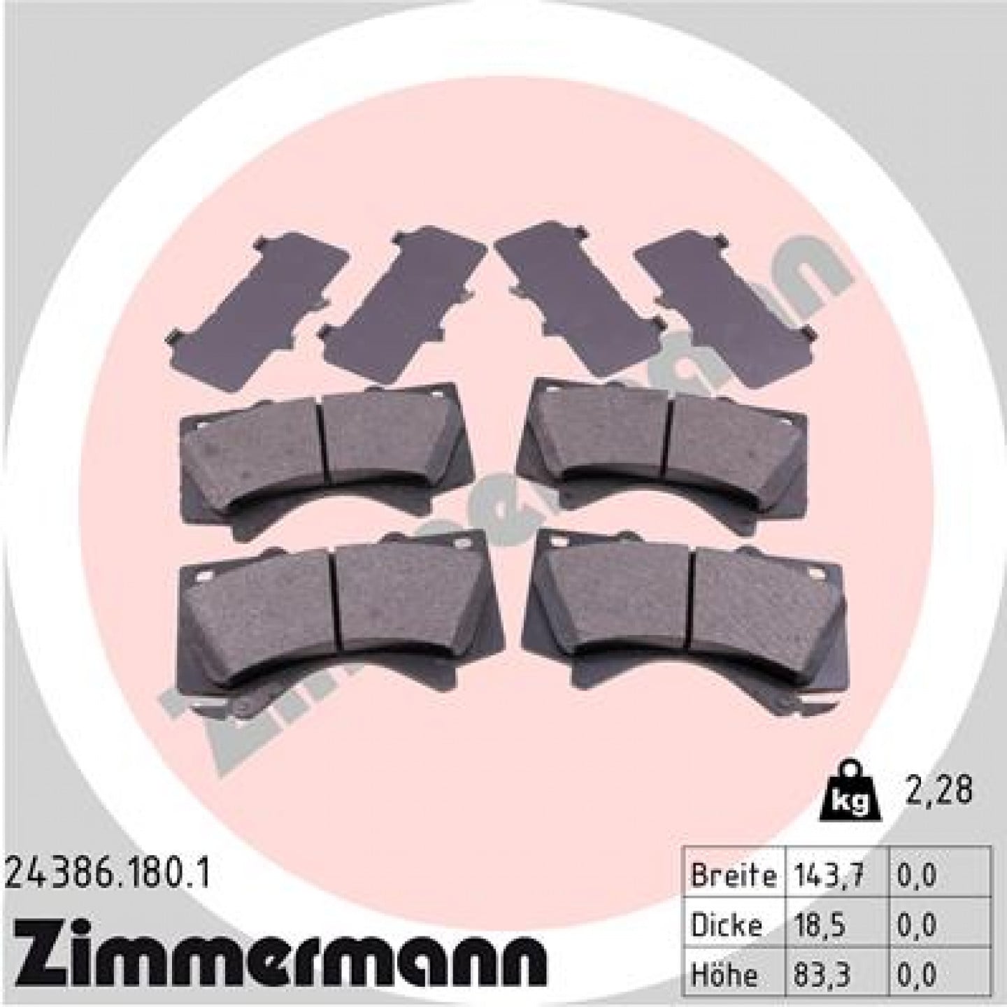 Kit pastiglie freno, Freno a disco ZIMMERMANN 24386.180.1