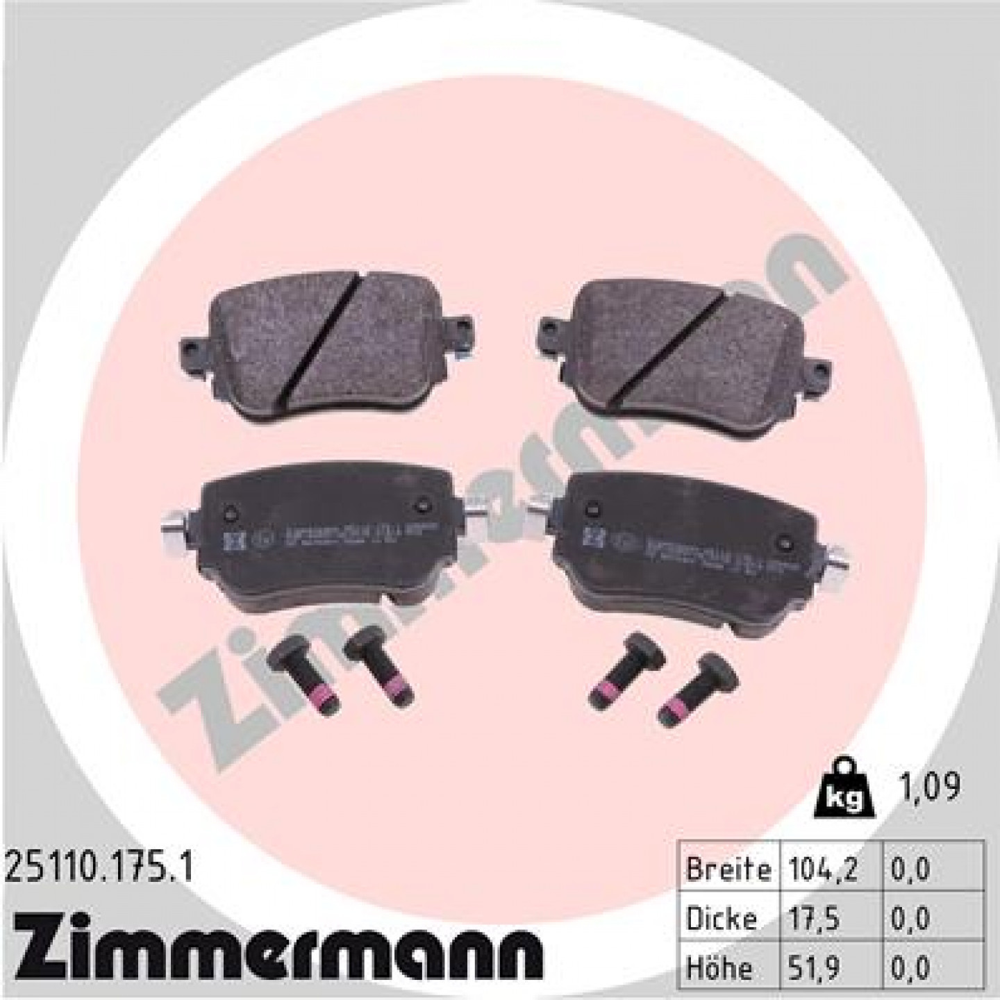 Sada brzdových destiček, kotoučová brzda ZIMMERMANN 25110.175.1