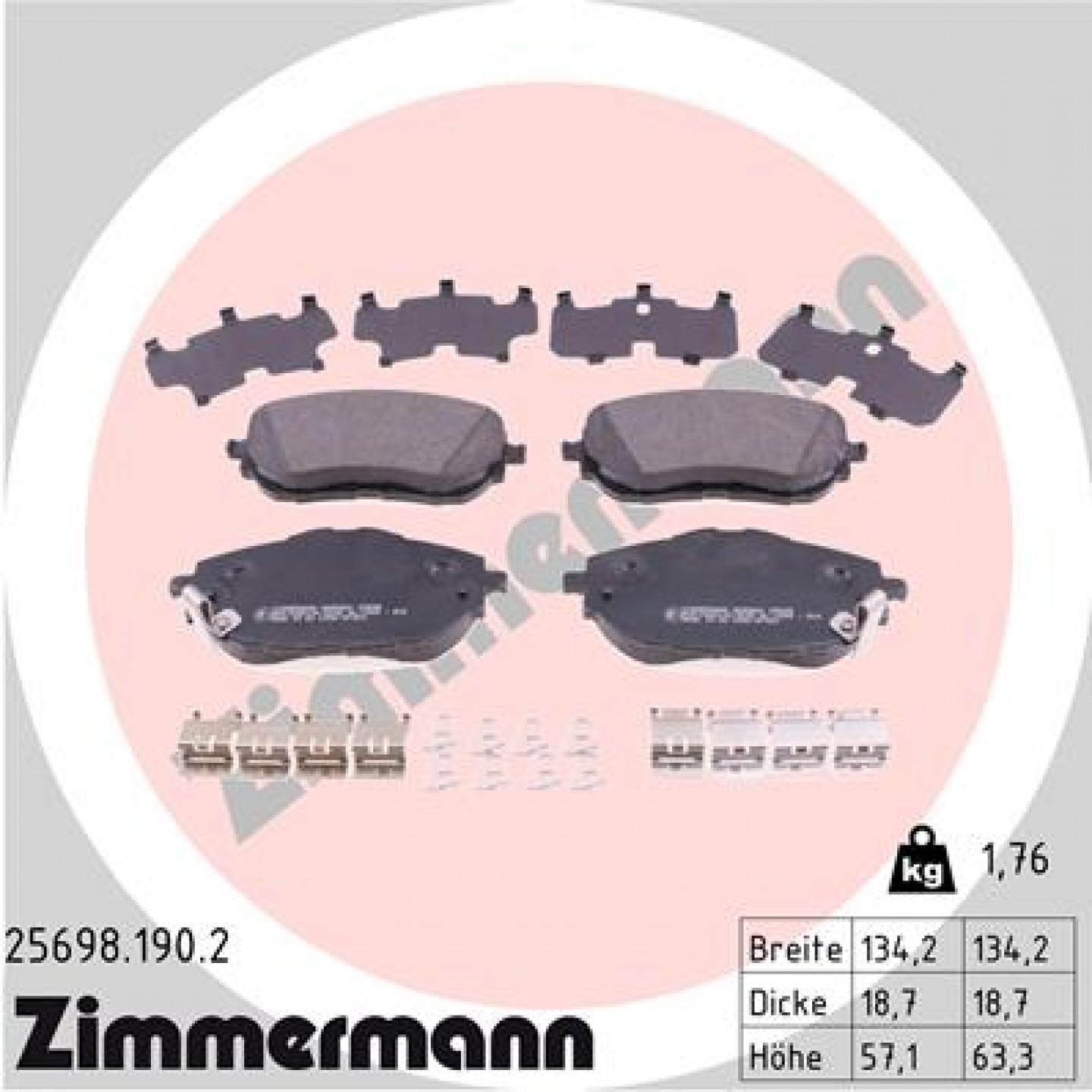 Sada brzdových destiček, kotoučová brzda ZIMMERMANN 25698.190.2