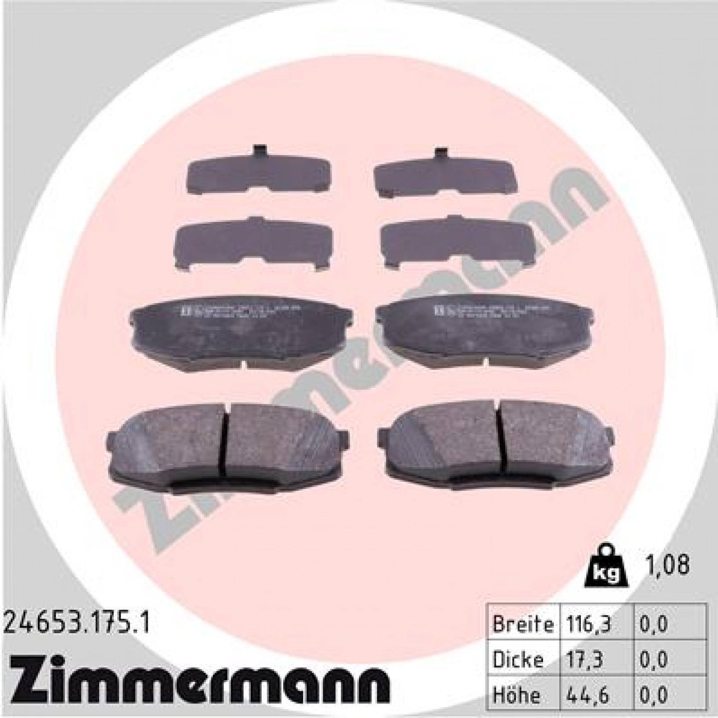 Kit pastiglie freno, Freno a disco ZIMMERMANN 24653.175.1