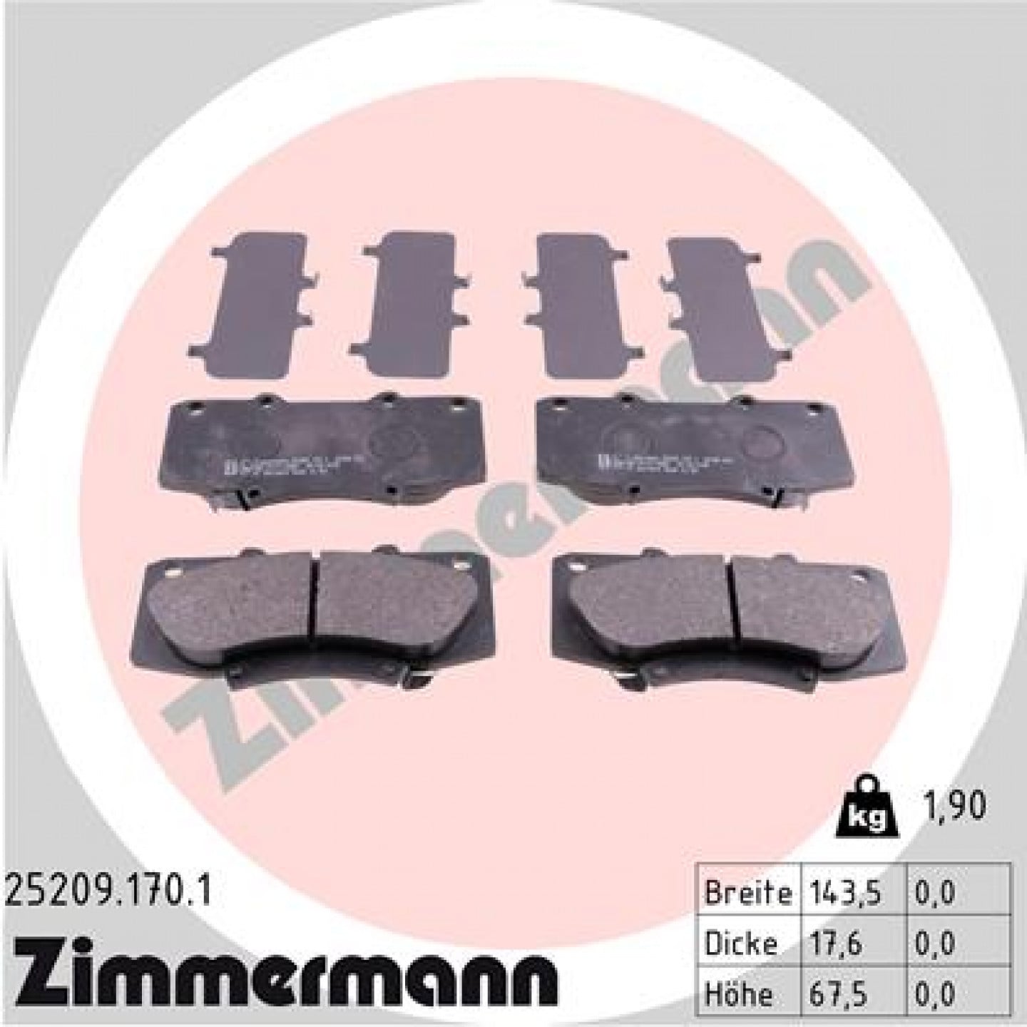Bremseklodser ZIMMERMANN 25209.170.1