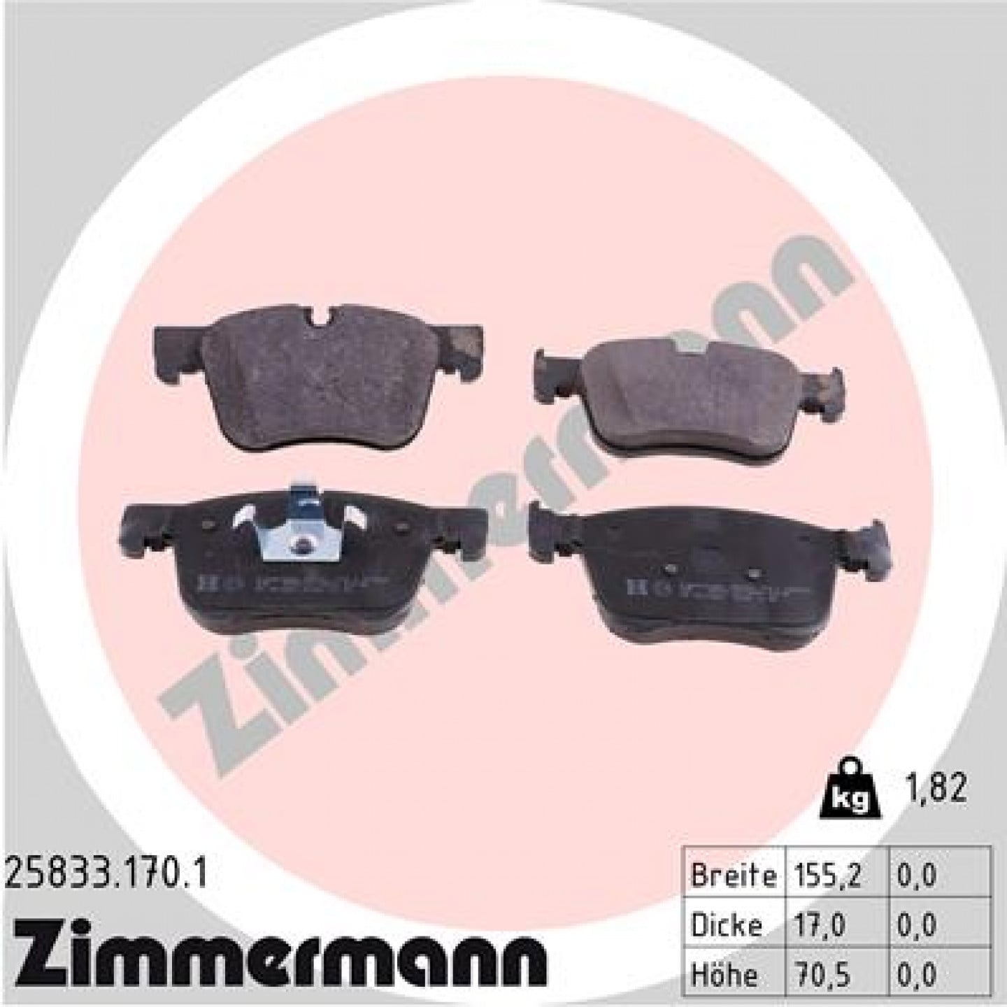 Sada brzdových destiček, kotoučová brzda ZIMMERMANN 25833.170.1