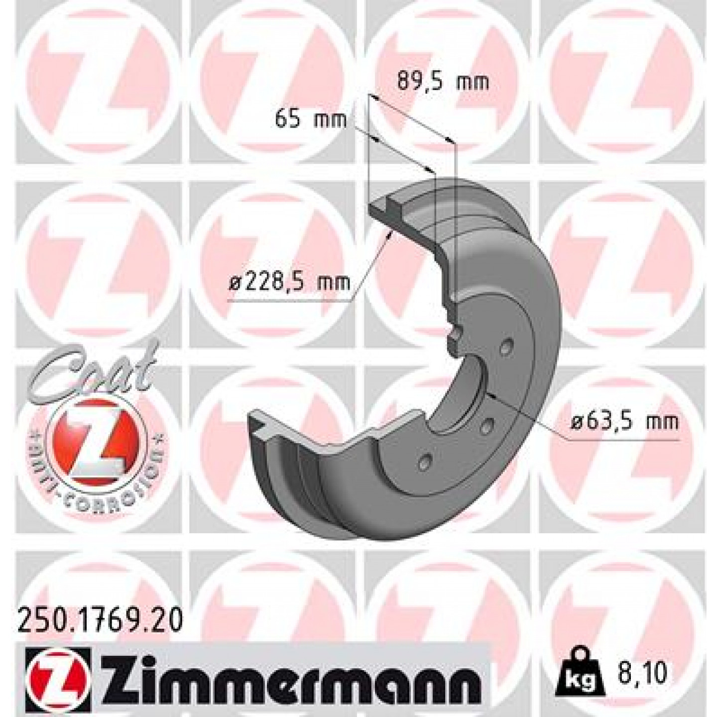 Bremstrommel ZIMMERMANN 250.1769.20