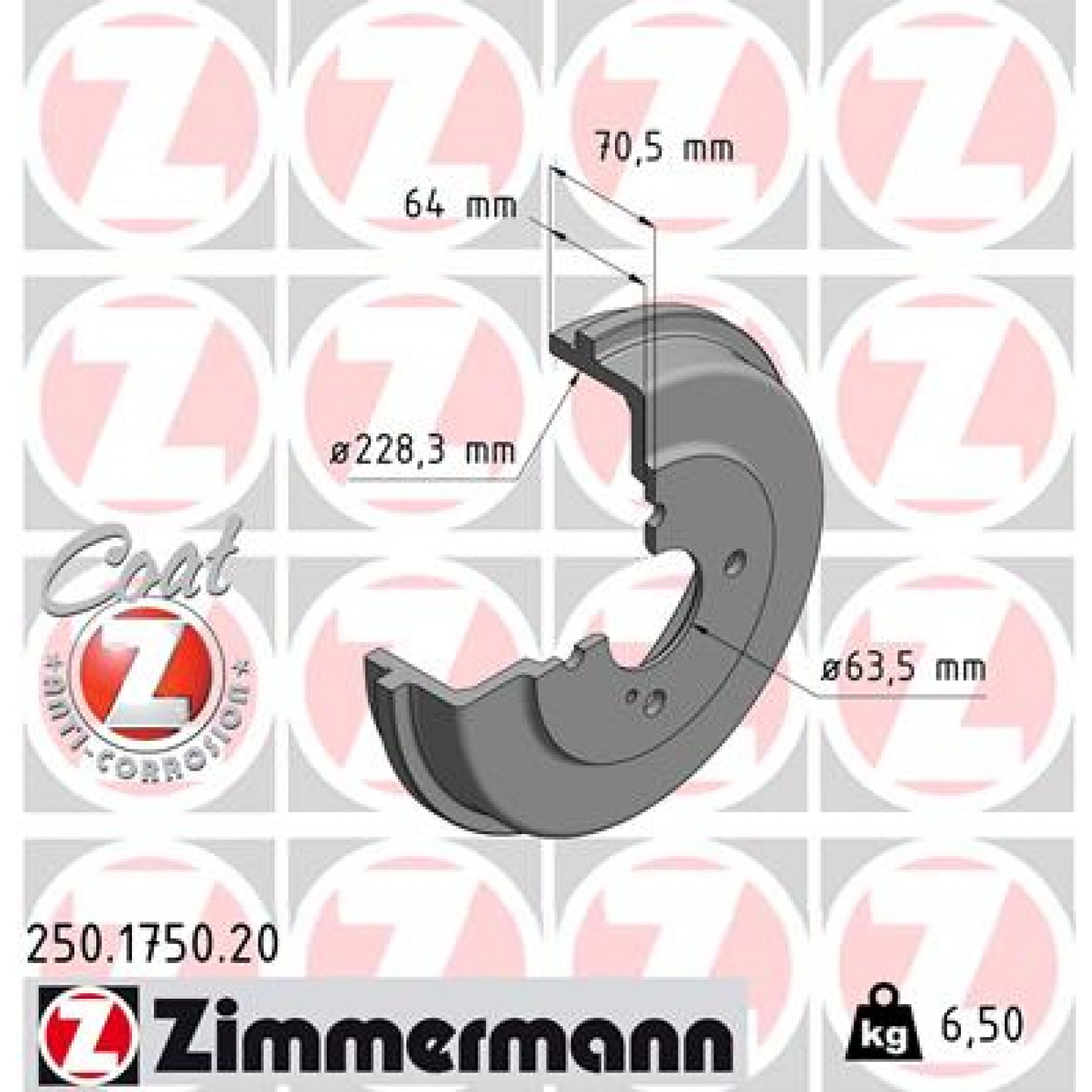 Bremstrommel ZIMMERMANN 250.1750.20