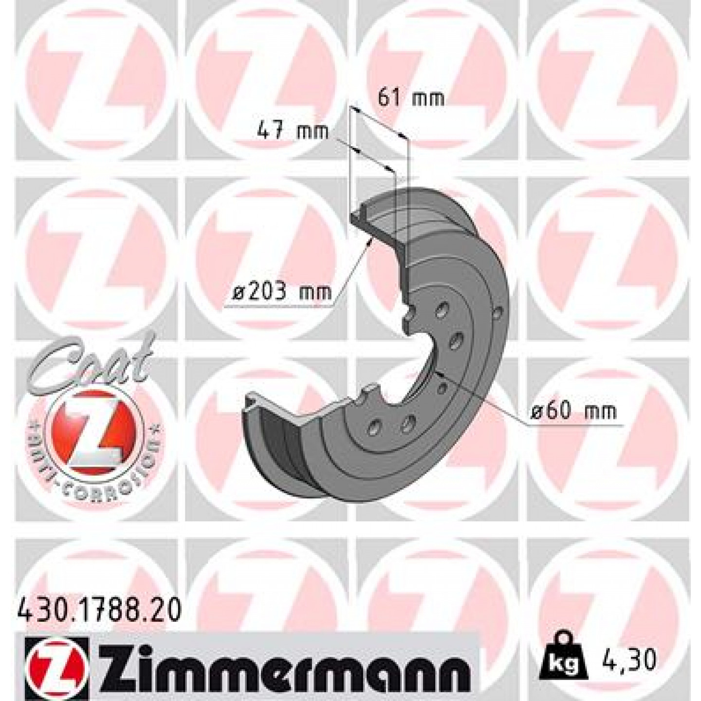 Bremstrommel ZIMMERMANN 430.1788.20