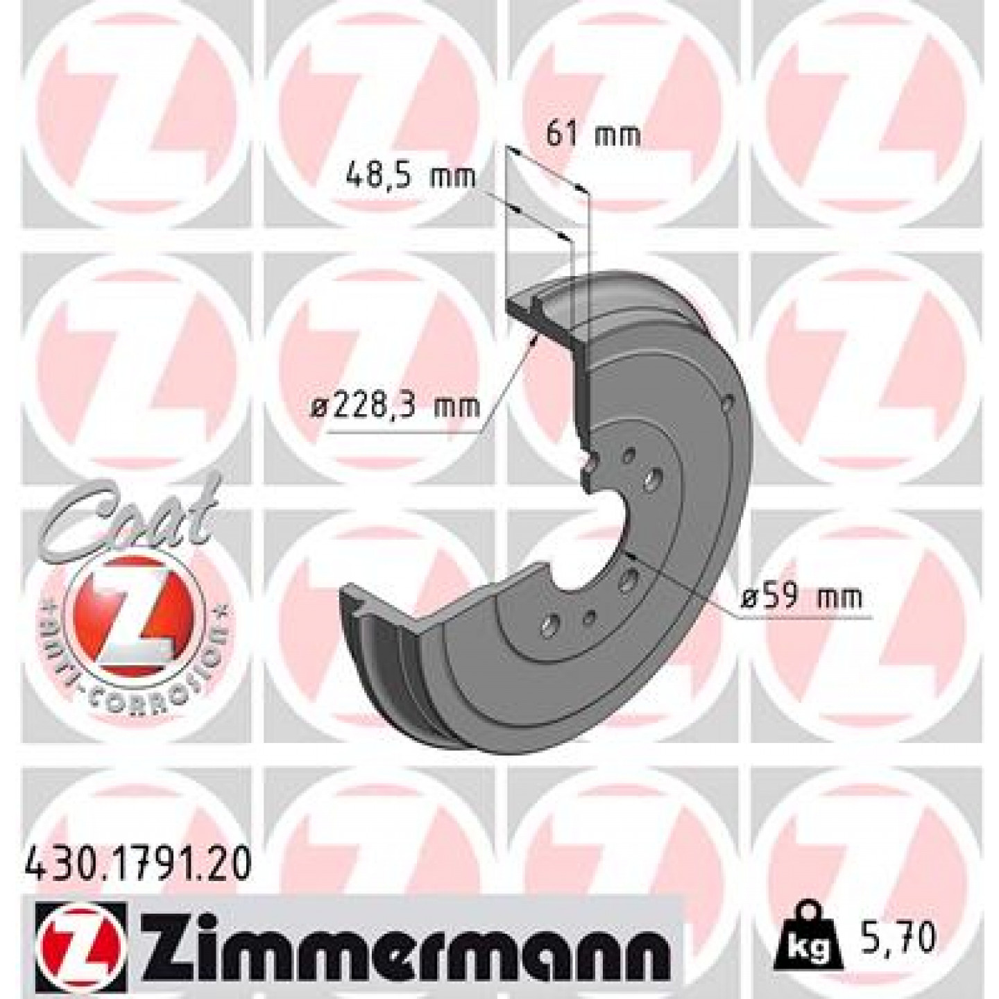 Bremstrommel ZIMMERMANN 430.1791.20