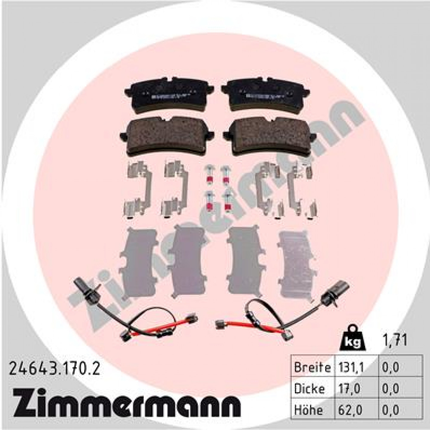 Sada brzdových destiček, kotoučová brzda ZIMMERMANN 24643.170.2
