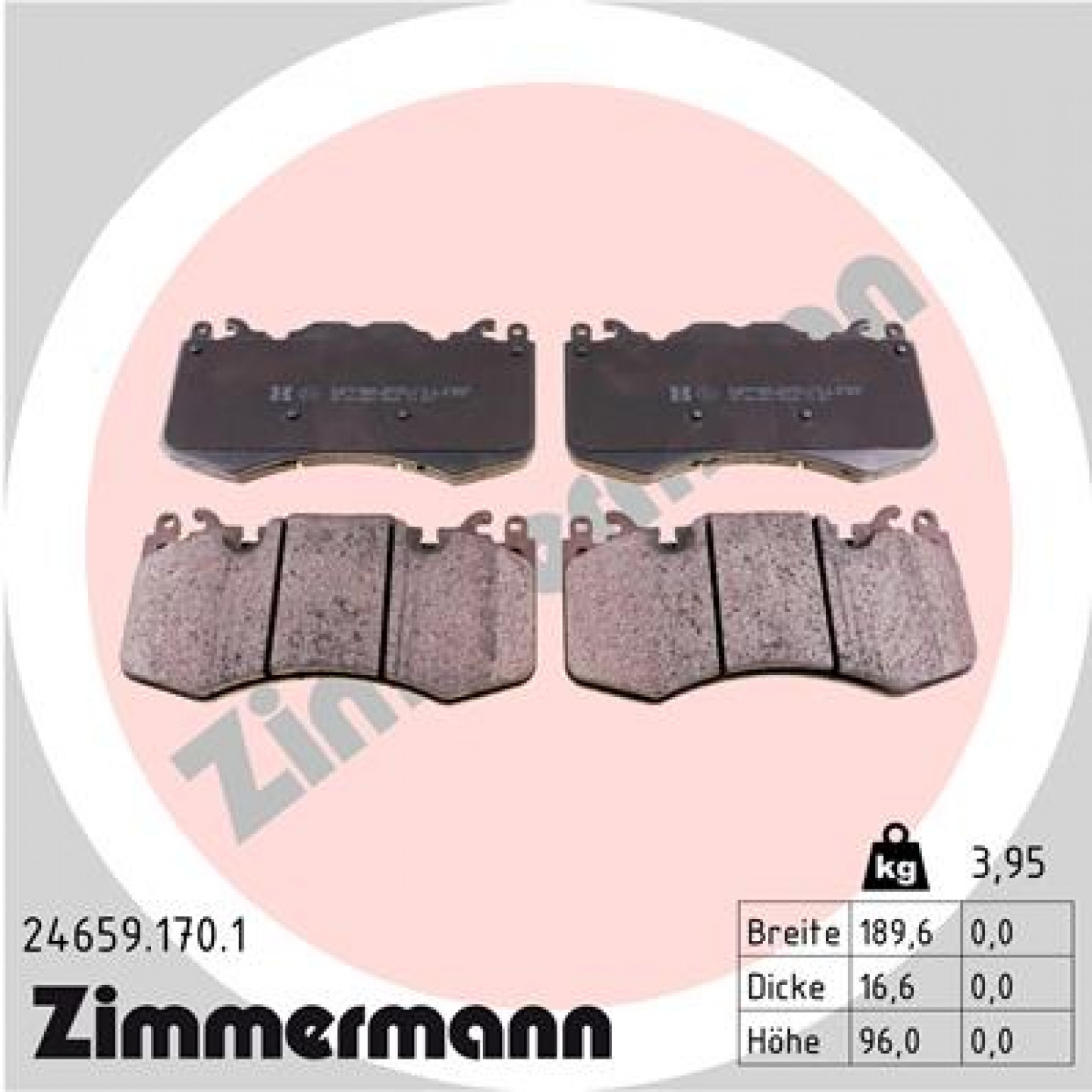 Sada brzdových destiček, kotoučová brzda ZIMMERMANN 24659.170.1