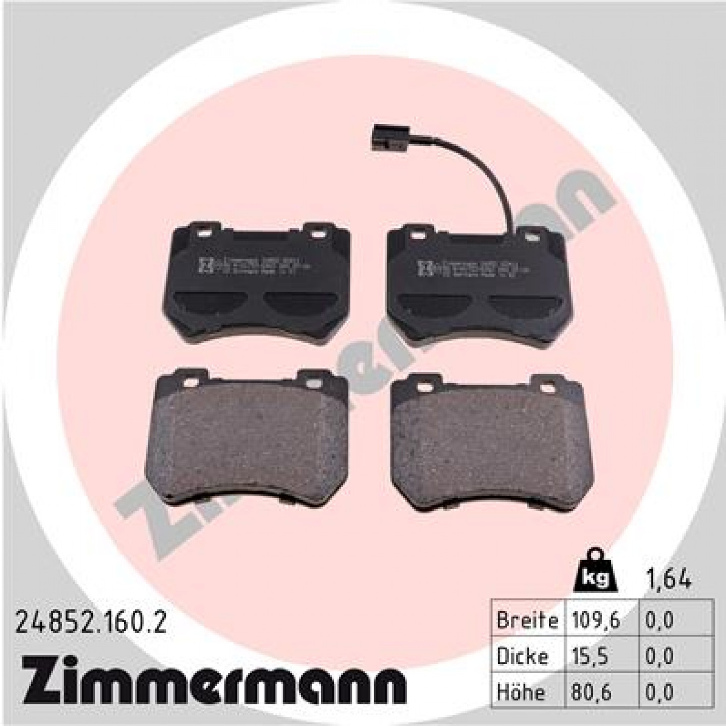 Bremseklodser ZIMMERMANN 24852.160.2