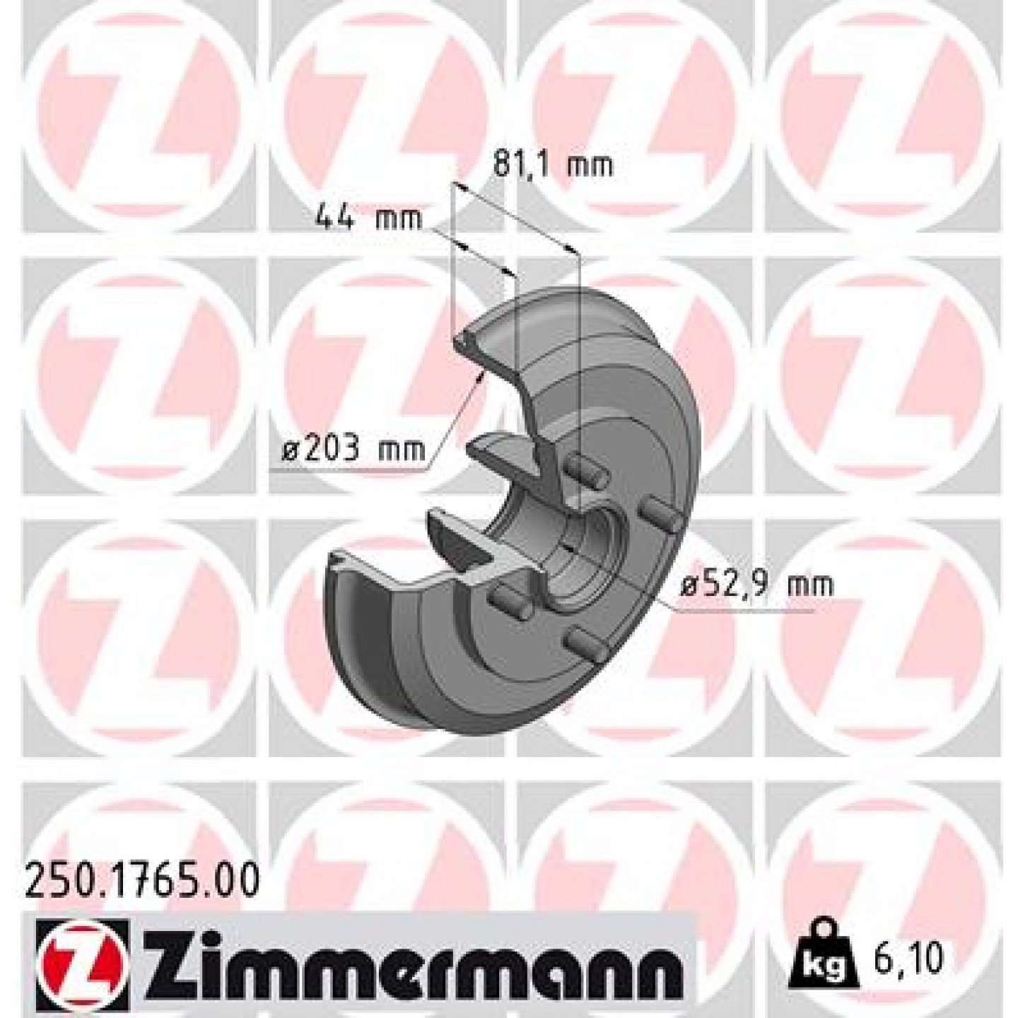 Bremstrommel ZIMMERMANN 250.1765.00