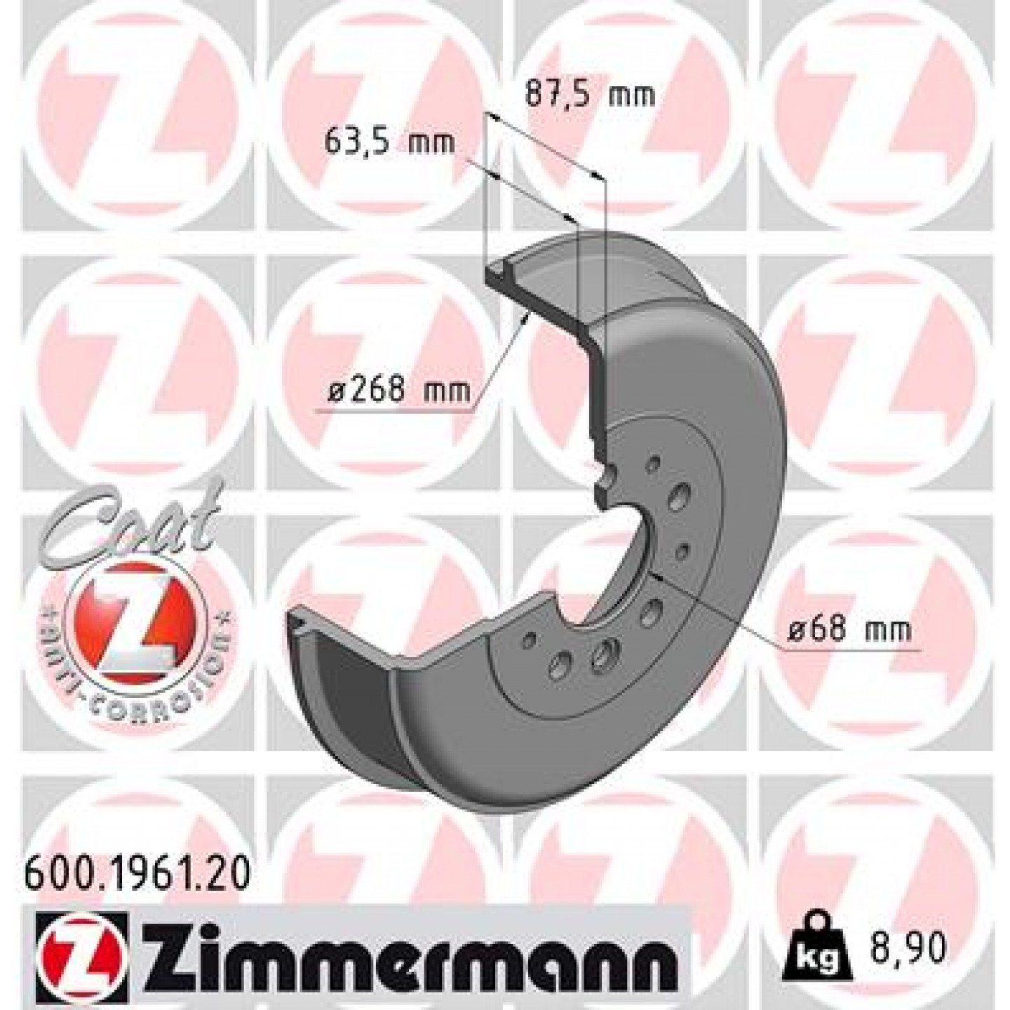 Bremstrommel ZIMMERMANN 600.1961.20