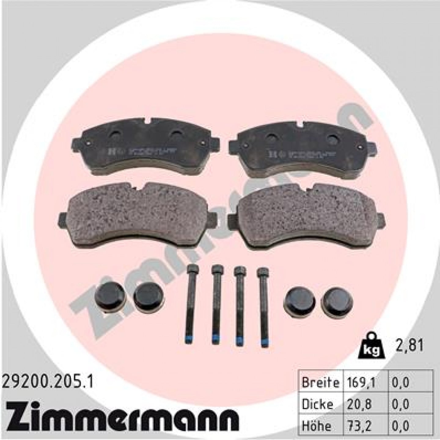 Kit pastiglie freno, Freno a disco ZIMMERMANN 29200.205.1