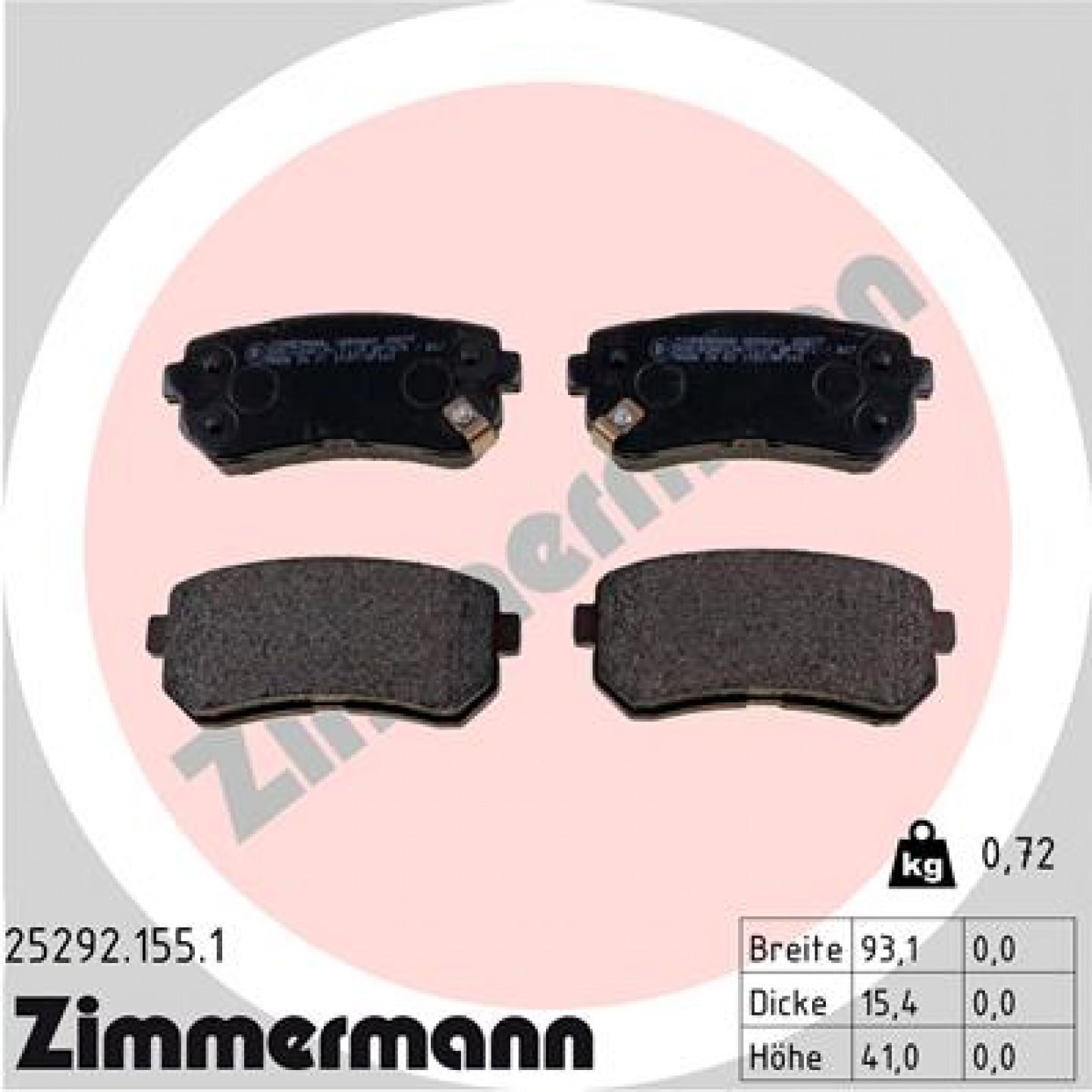 Bremseklodser ZIMMERMANN 25292.155.1