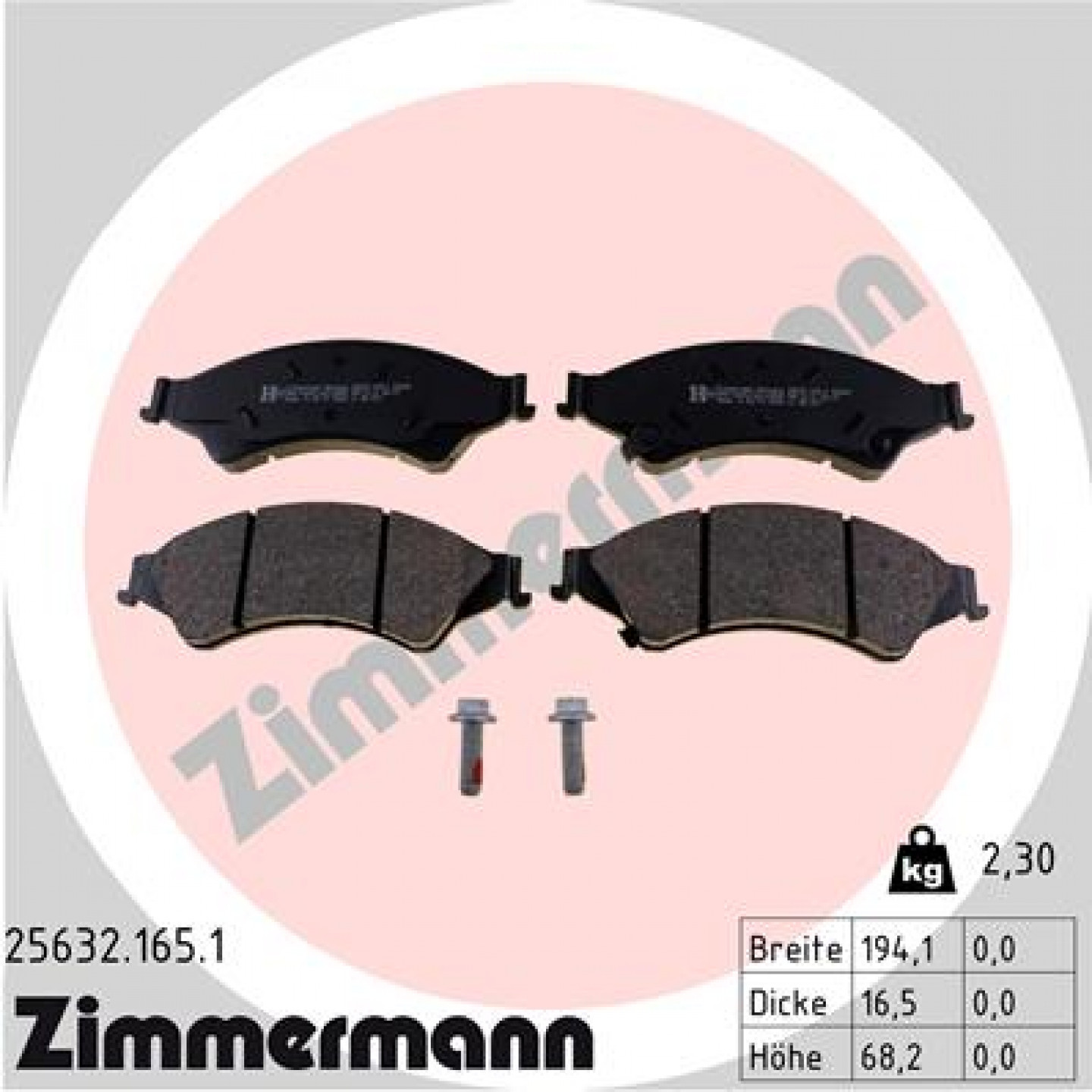 Kit de plaquettes de frein, frein à disque ZIMMERMANN 25632.165.1