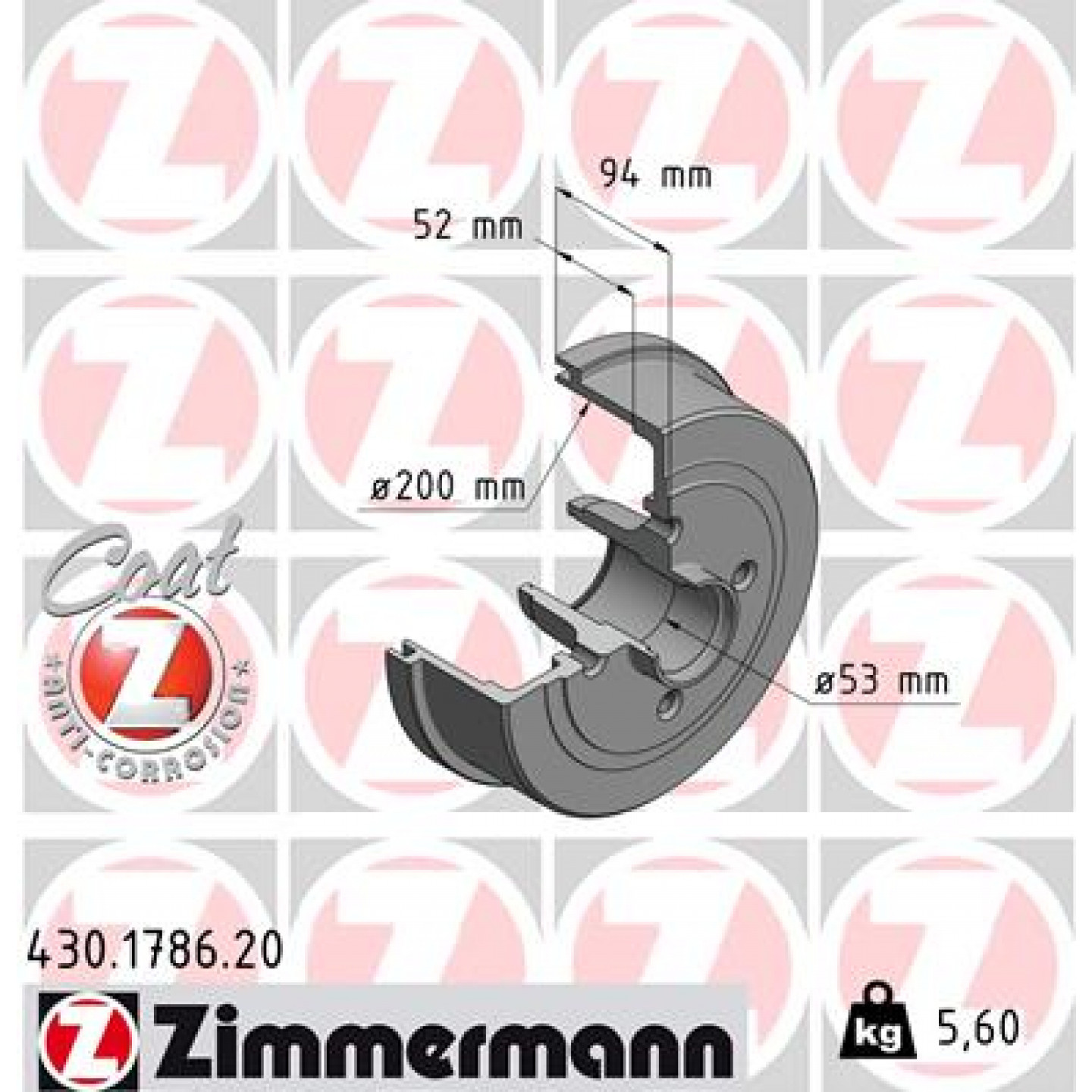 Bremstrommel ZIMMERMANN 430.1786.20