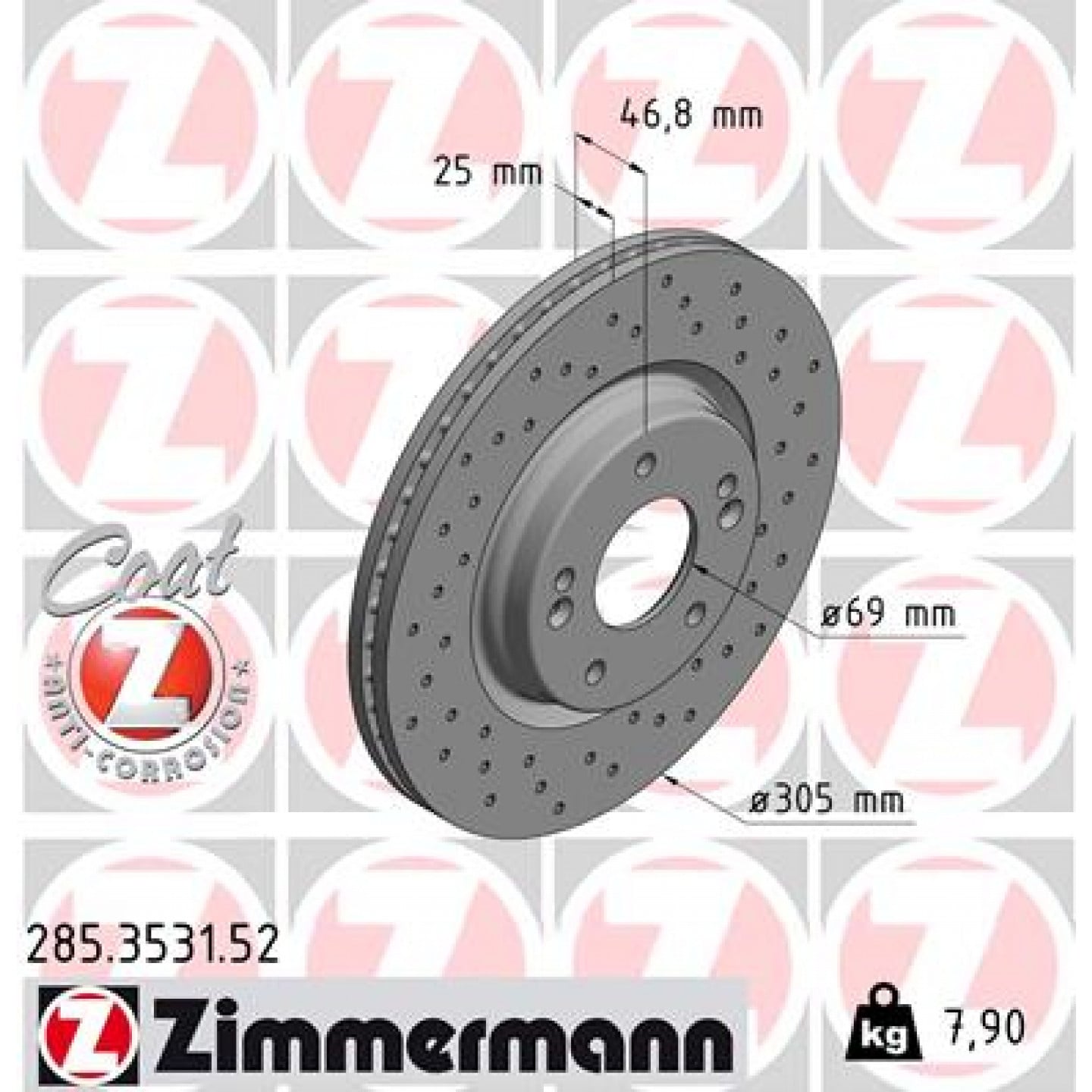 Bremseskive ZIMMERMANN 285.3531.52