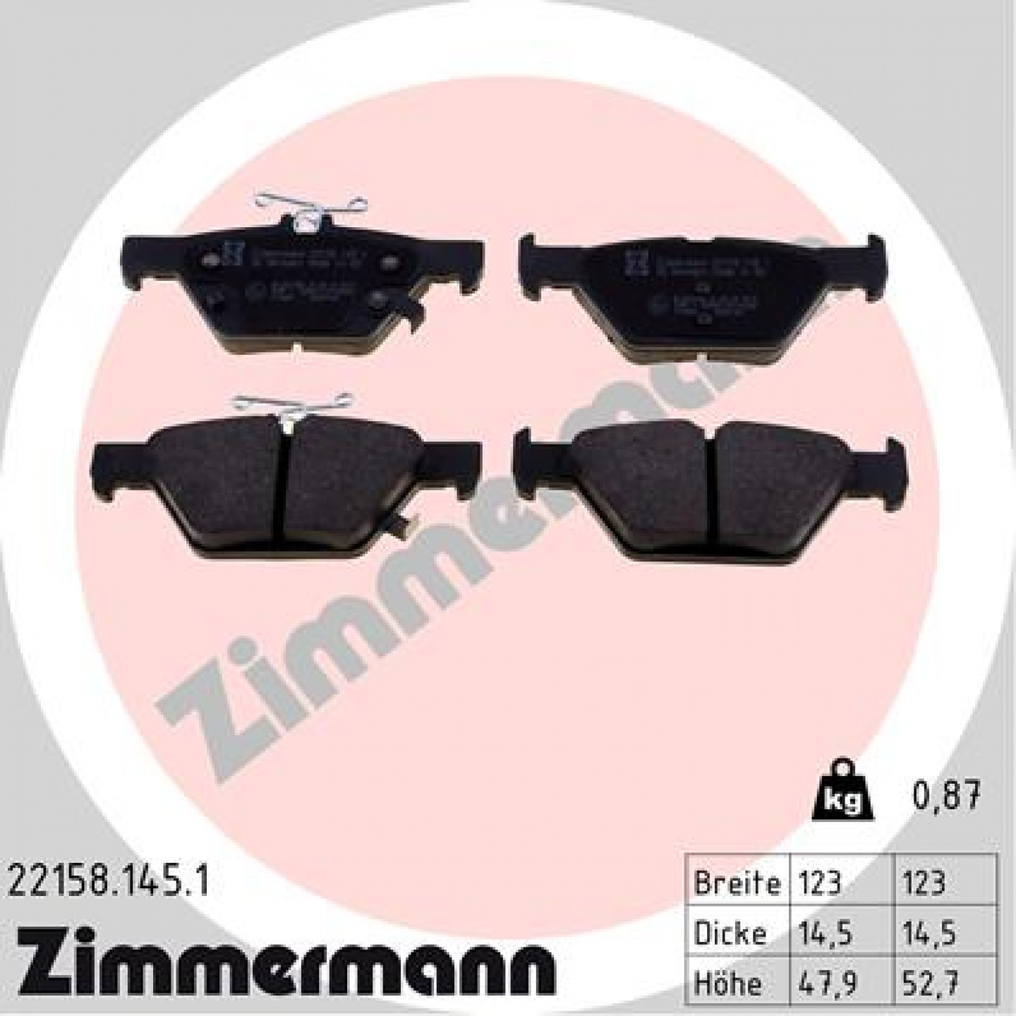 Kit pastiglie freno, Freno a disco ZIMMERMANN 22158.145.1