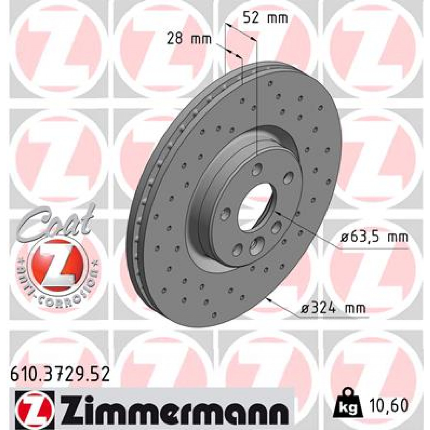 Bremsscheibe ZIMMERMANN 610.3729.52