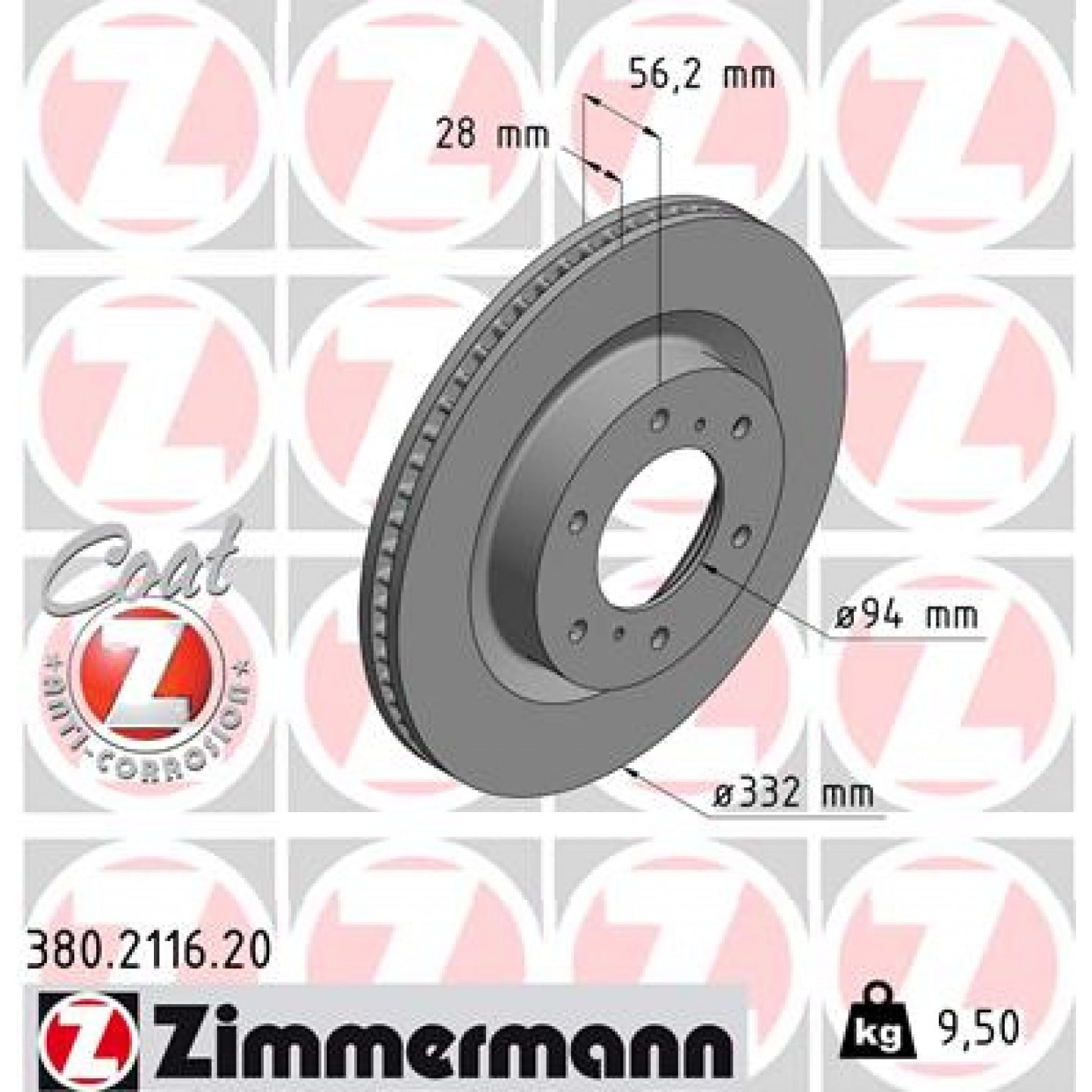 Brzdový kotouč ZIMMERMANN 380.2116.20