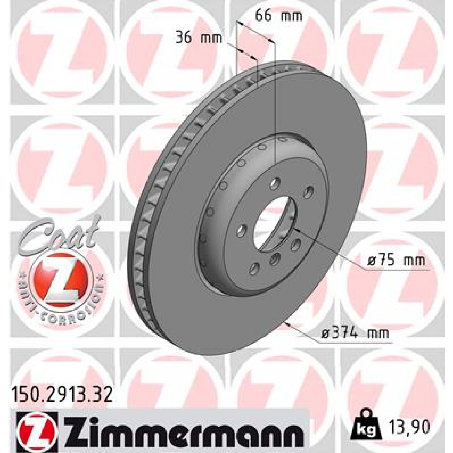 Bremseskive ZIMMERMANN 150.2913.32