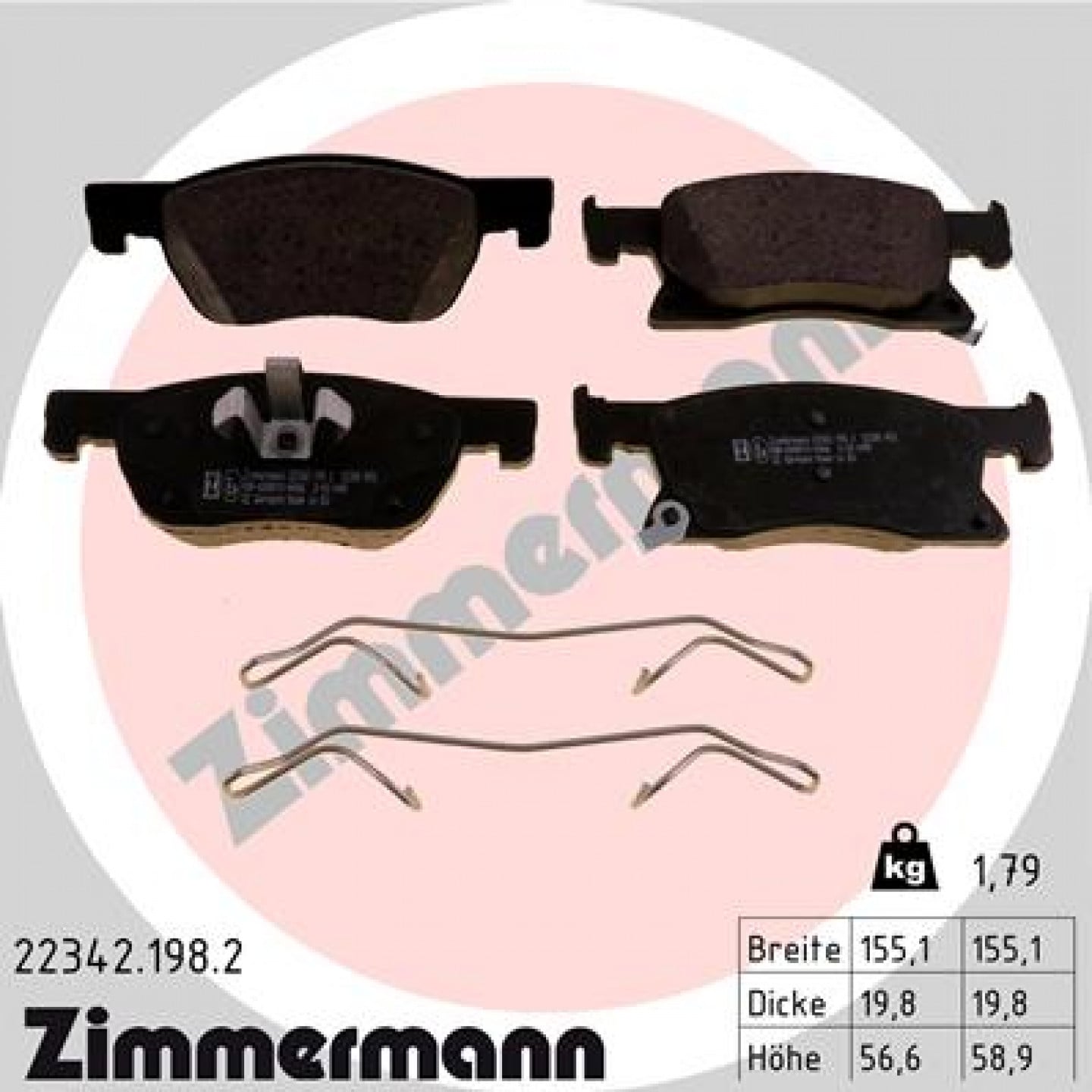 Sada brzdových destiček, kotoučová brzda ZIMMERMANN 22342.198.2