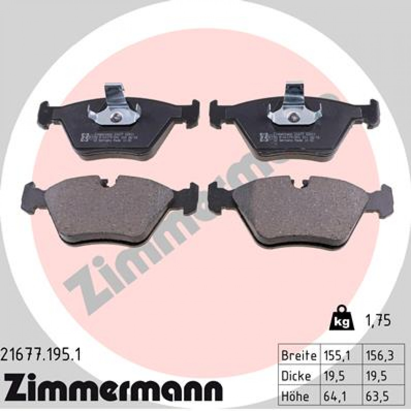 Kit pastiglie freno, Freno a disco ZIMMERMANN 21677.195.1