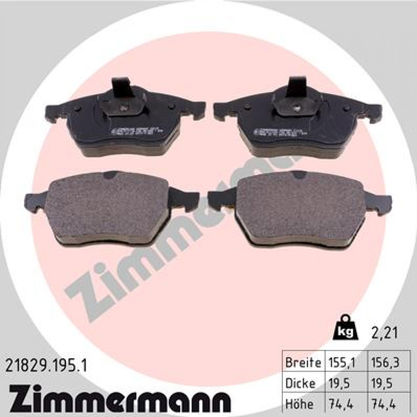 Sada brzdových destiček, kotoučová brzda ZIMMERMANN 21829.195.1