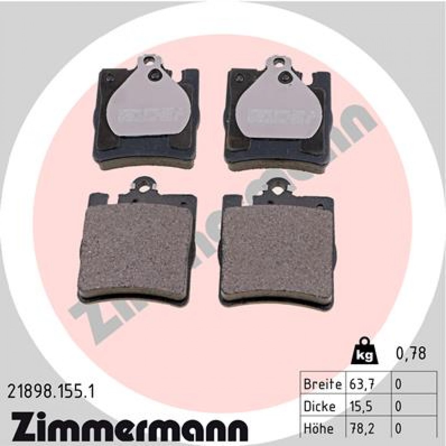 Kit pastiglie freno, Freno a disco ZIMMERMANN 21898.155.1