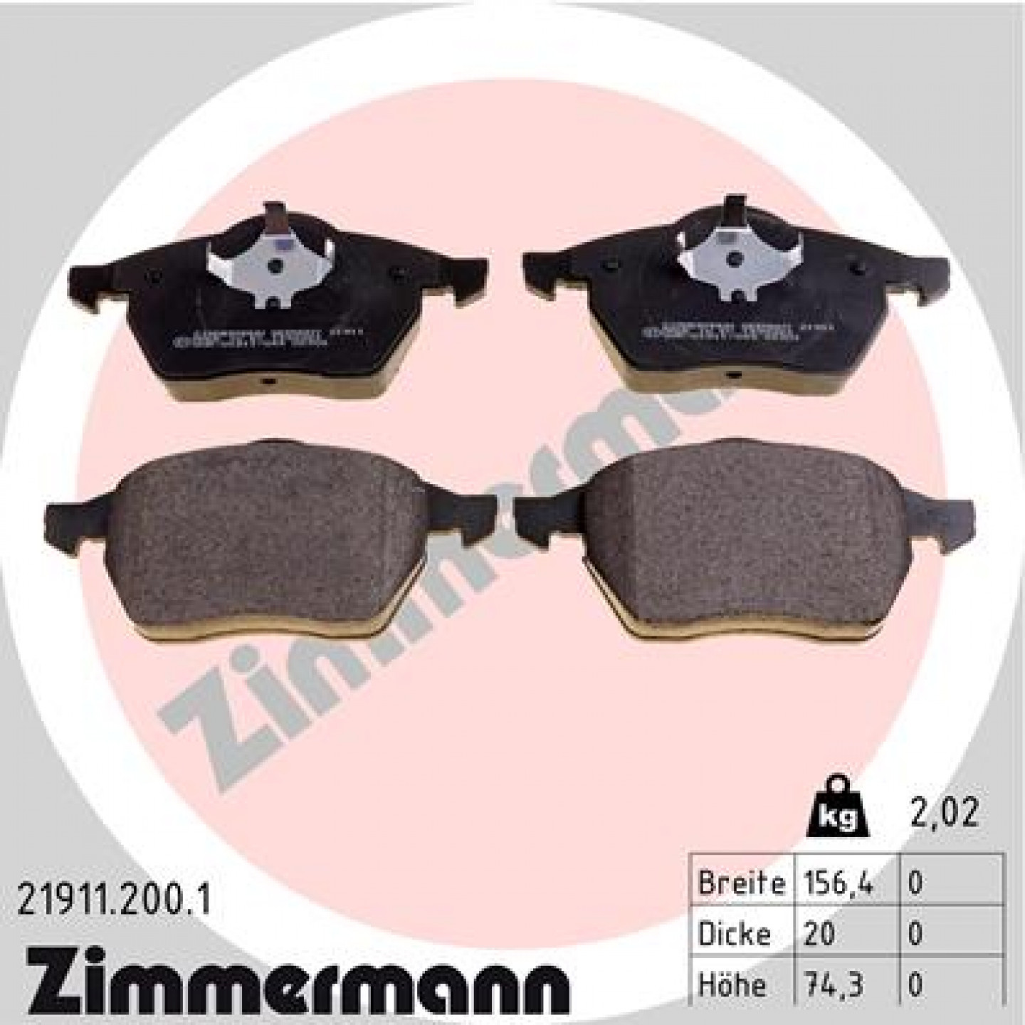 Sada brzdových destiček, kotoučová brzda ZIMMERMANN 21911.200.1