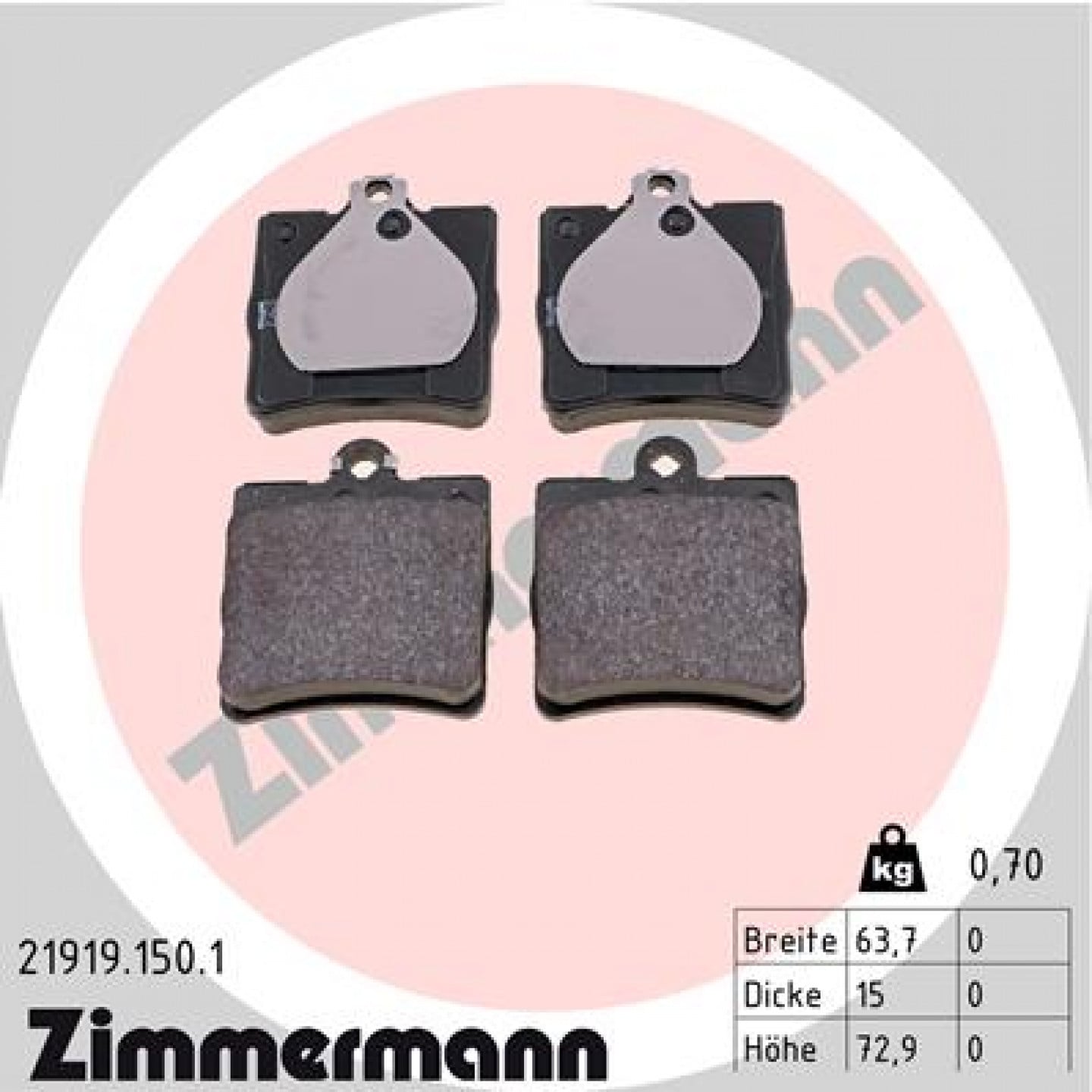 Kit pastiglie freno, Freno a disco ZIMMERMANN 21919.150.1