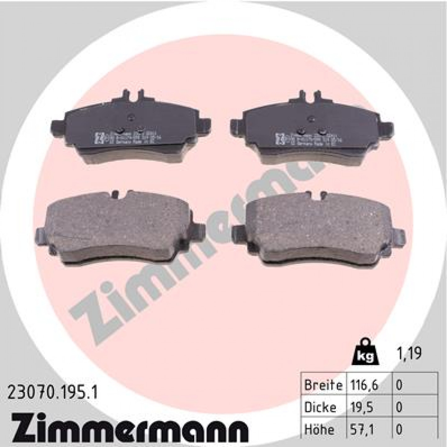 Bremseklodser ZIMMERMANN 23070.195.1