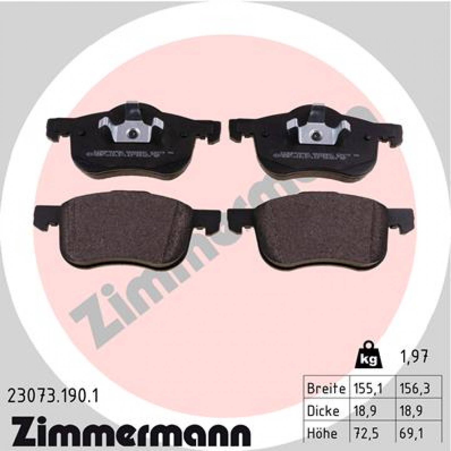 Bremseklodser ZIMMERMANN 23073.190.1