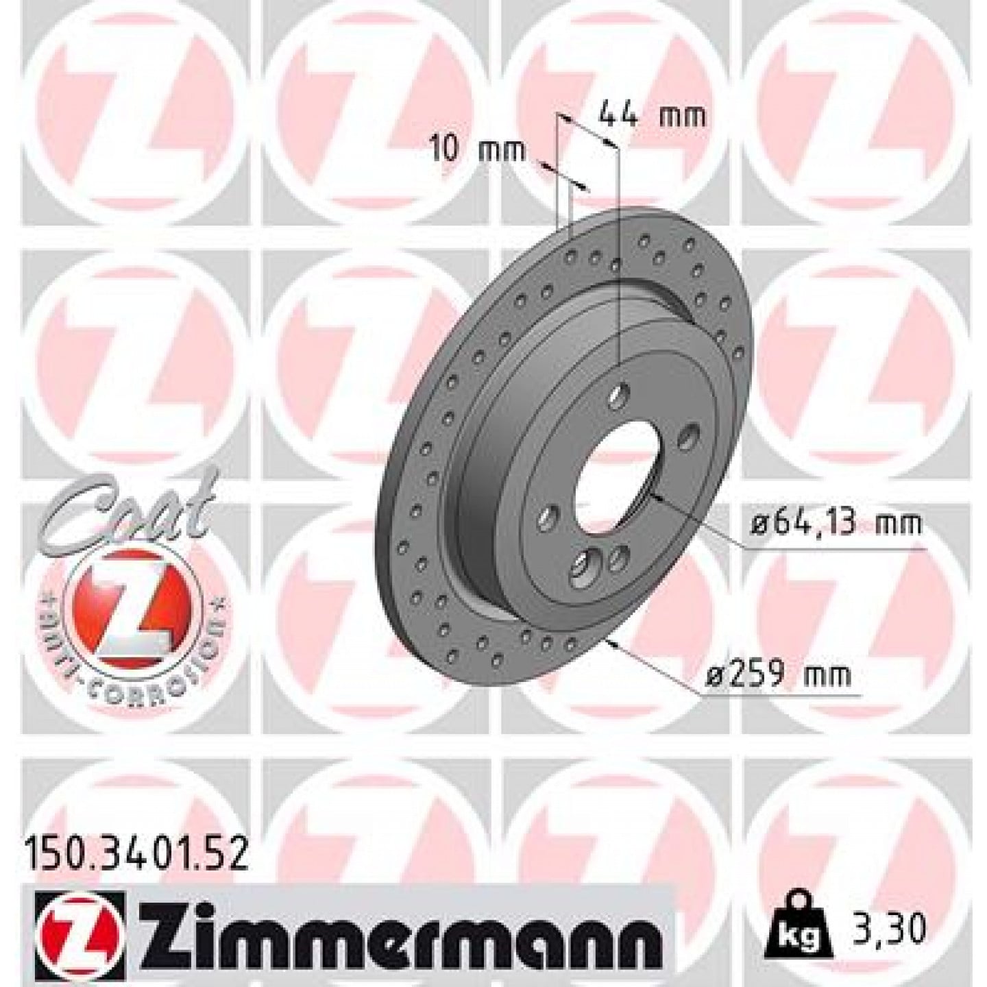 Bremseskive ZIMMERMANN 150.3401.52