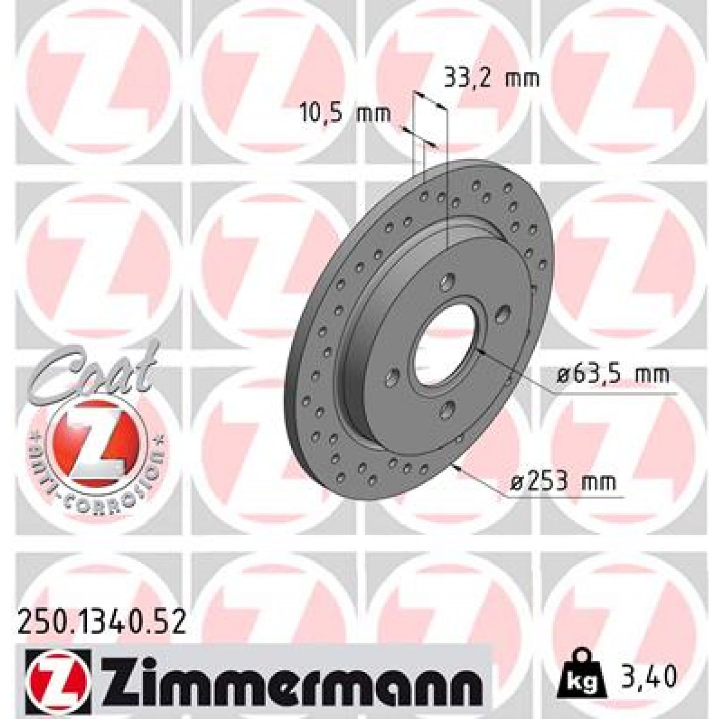Bremseskive ZIMMERMANN 250.1340.52