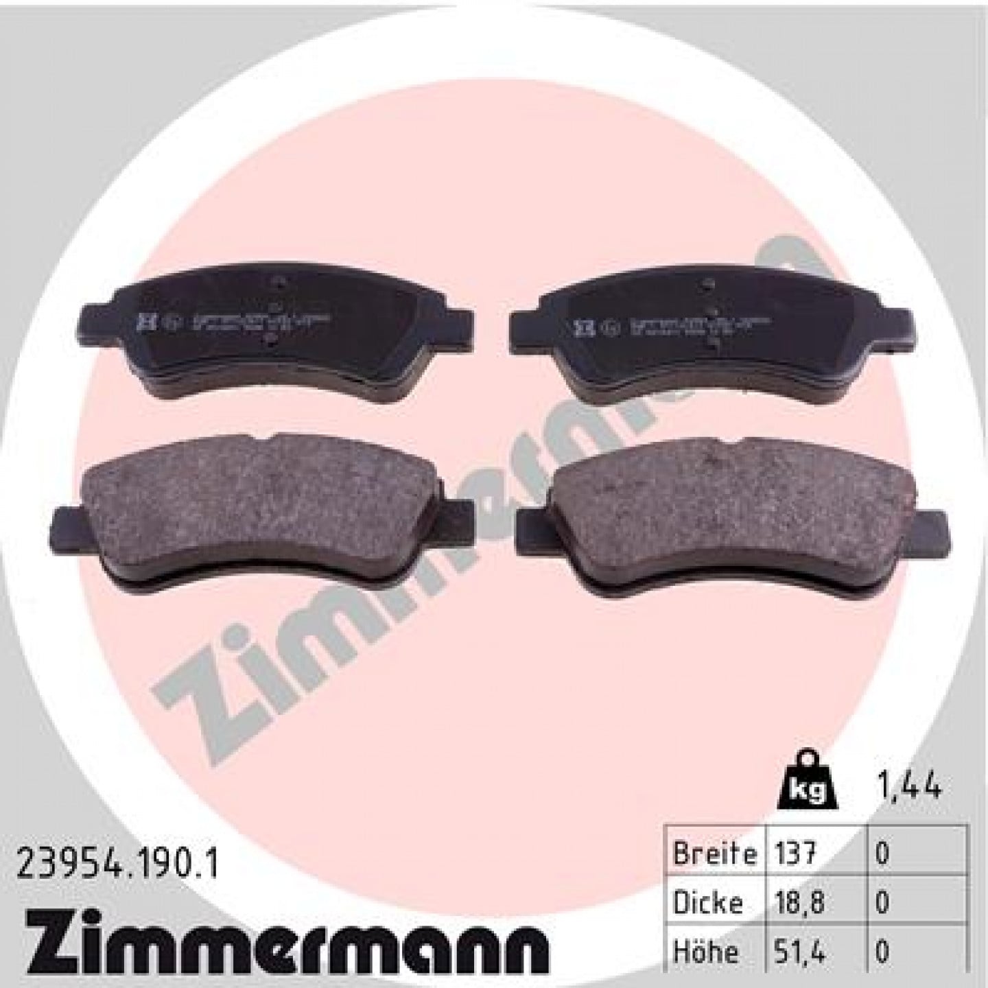 Sada brzdových destiček, kotoučová brzda ZIMMERMANN 23954.190.1