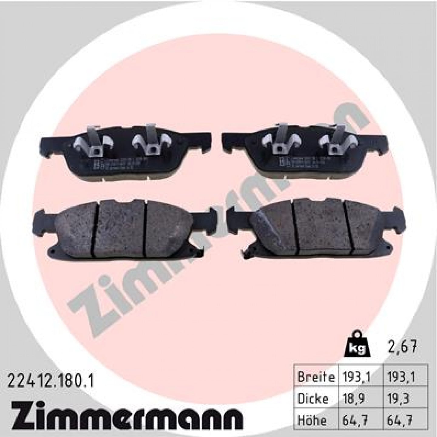 Bremseklodser ZIMMERMANN 22412.180.1