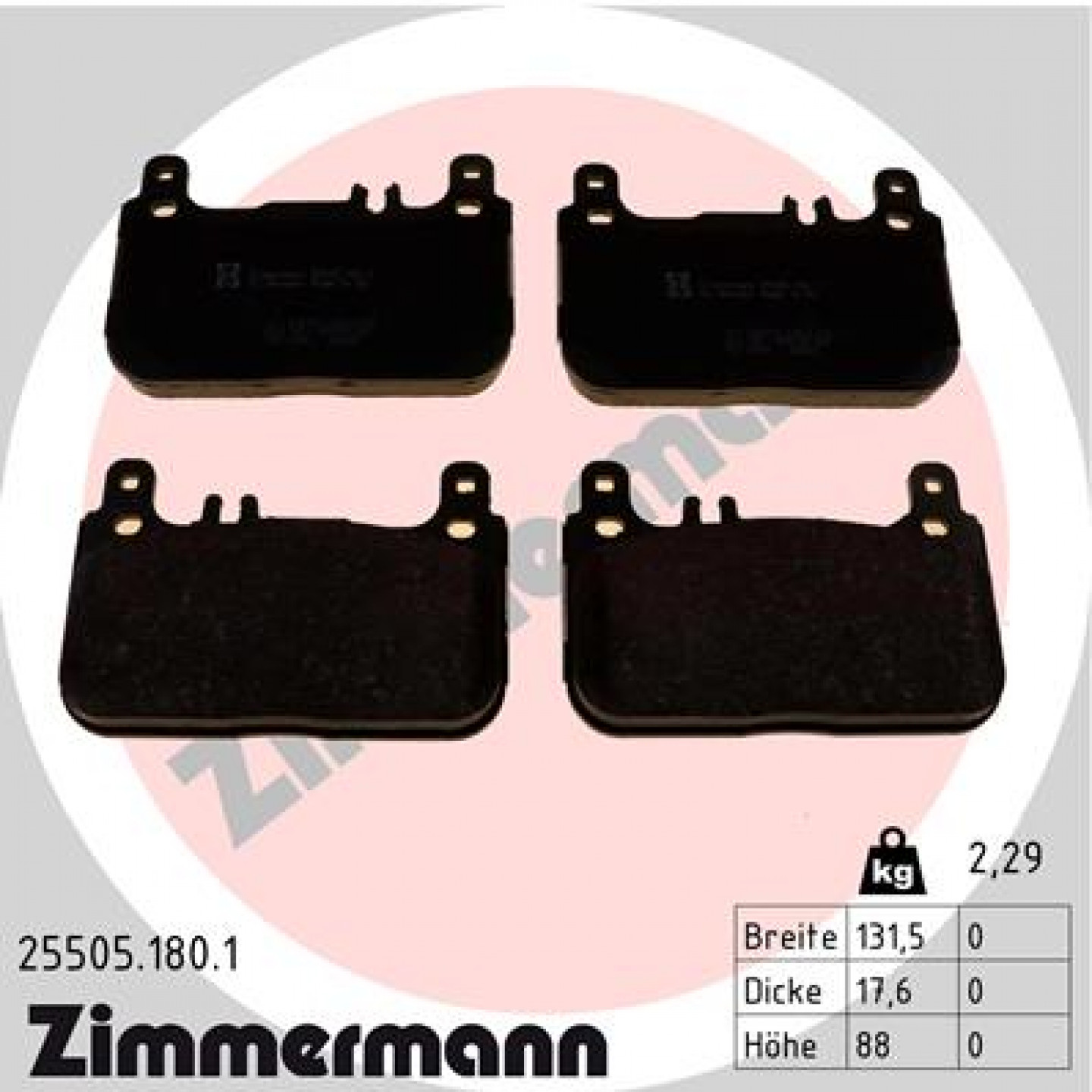 Kit pastiglie freno, Freno a disco ZIMMERMANN 25505.180.1
