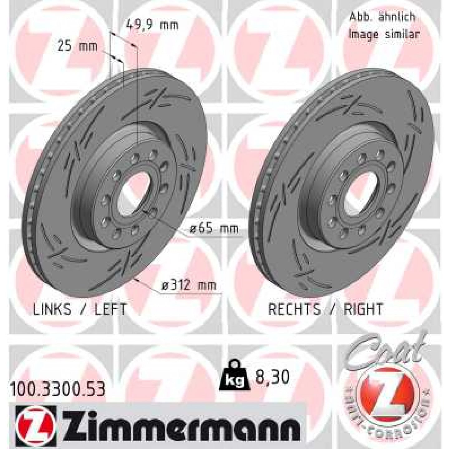 Bremseskive ZIMMERMANN 100.3300.53