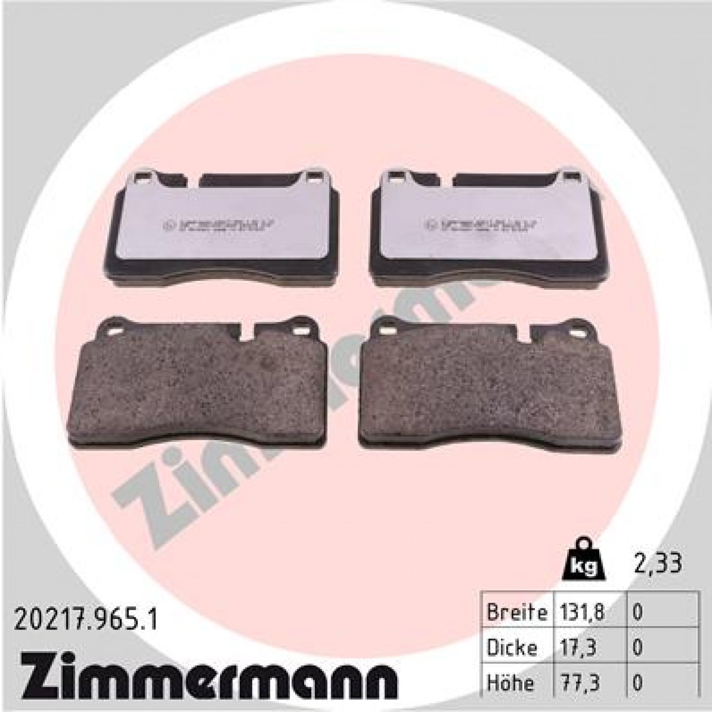 Kit pastiglie freno, Freno a disco ZIMMERMANN 20217.965.1