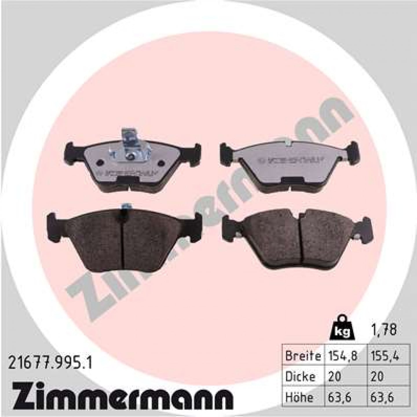 Sada brzdových destiček, kotoučová brzda ZIMMERMANN 21677.995.1