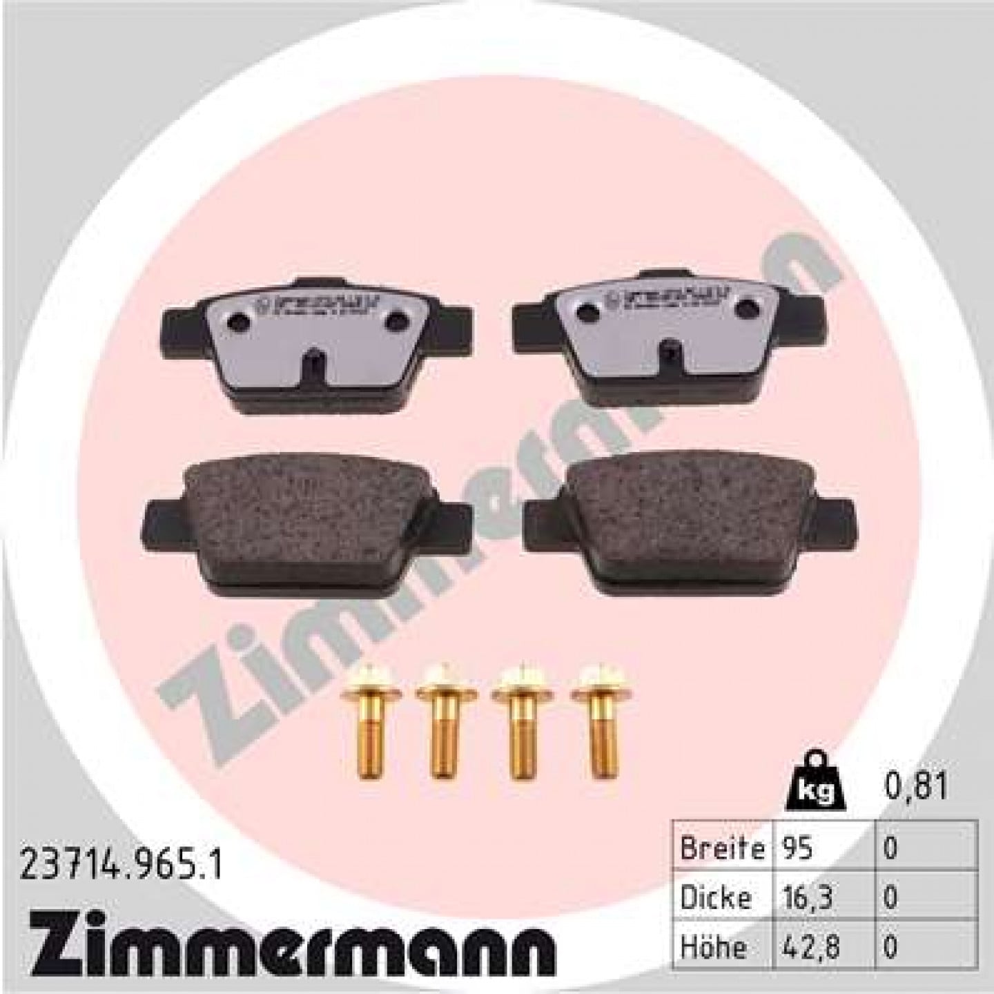Sada brzdových destiček, kotoučová brzda ZIMMERMANN 23714.965.1